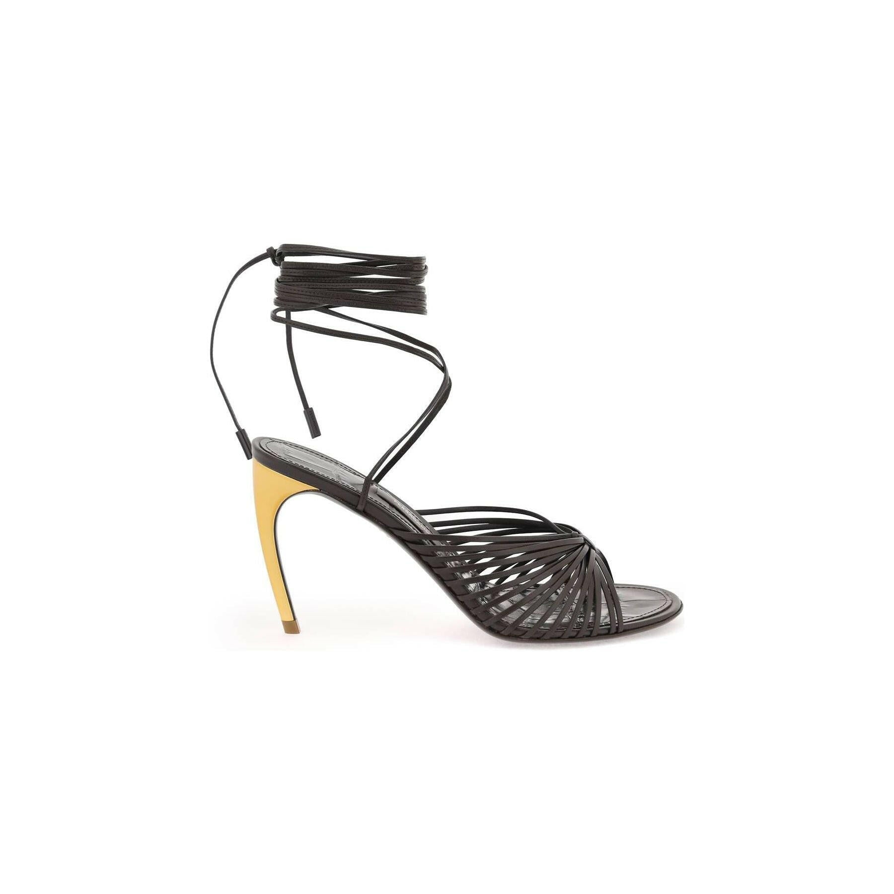 Atena Curved Heel Leather Sandals
