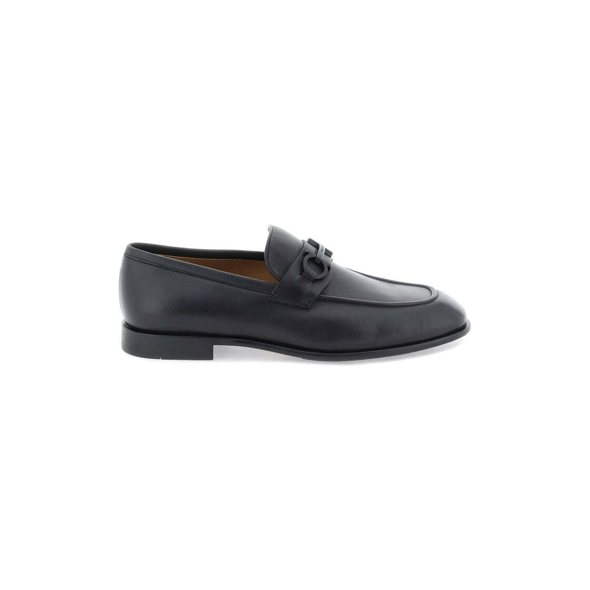Black Gancini Leather Loafers
