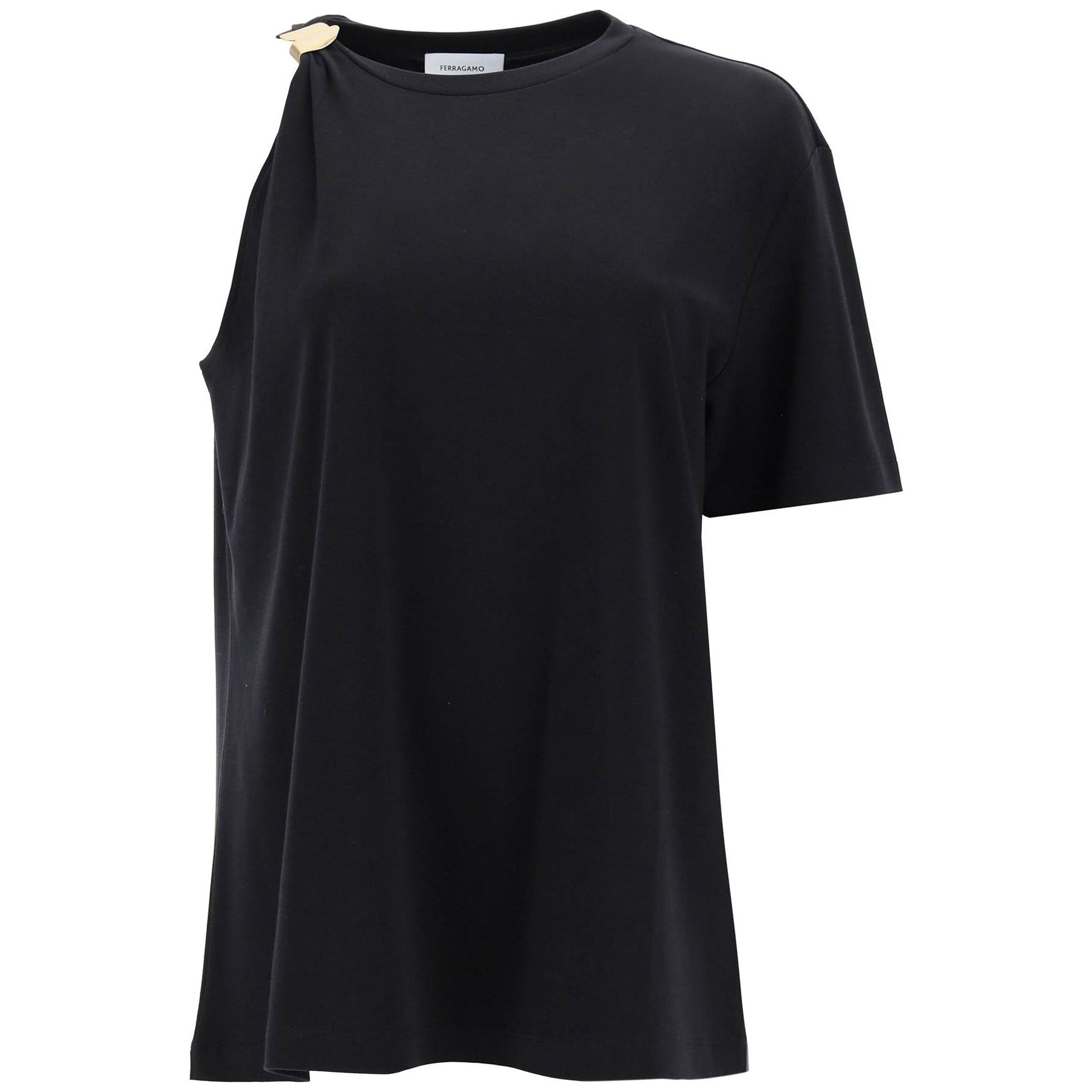 Golden Clip Asymmetric Cotton and Silk T-Shirt