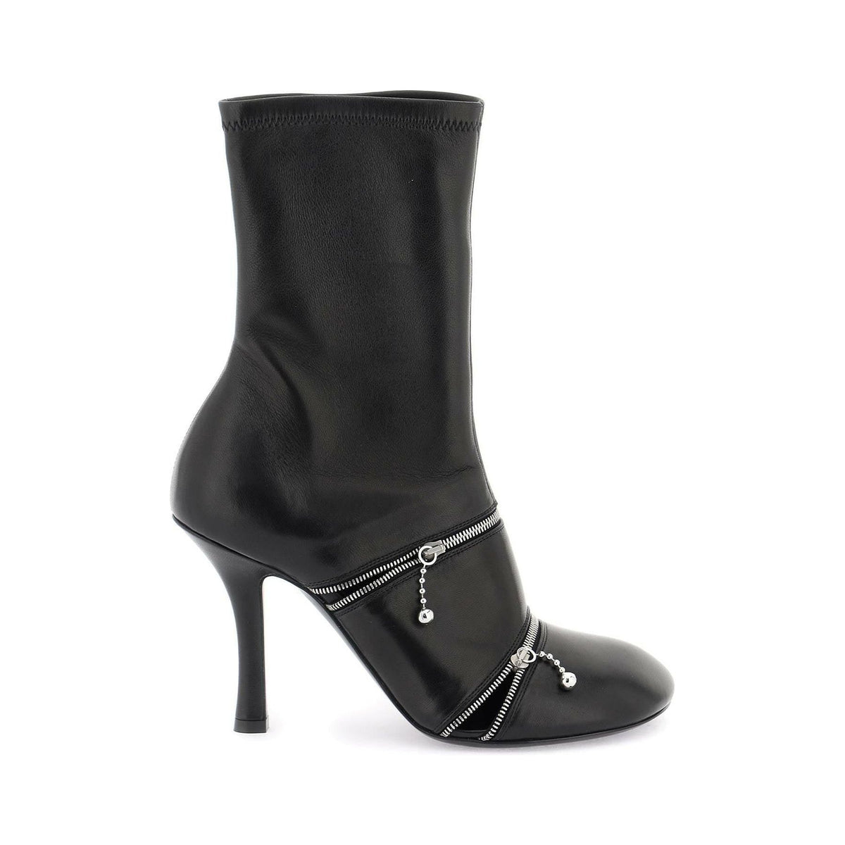 Leather Peep Ankle Boots