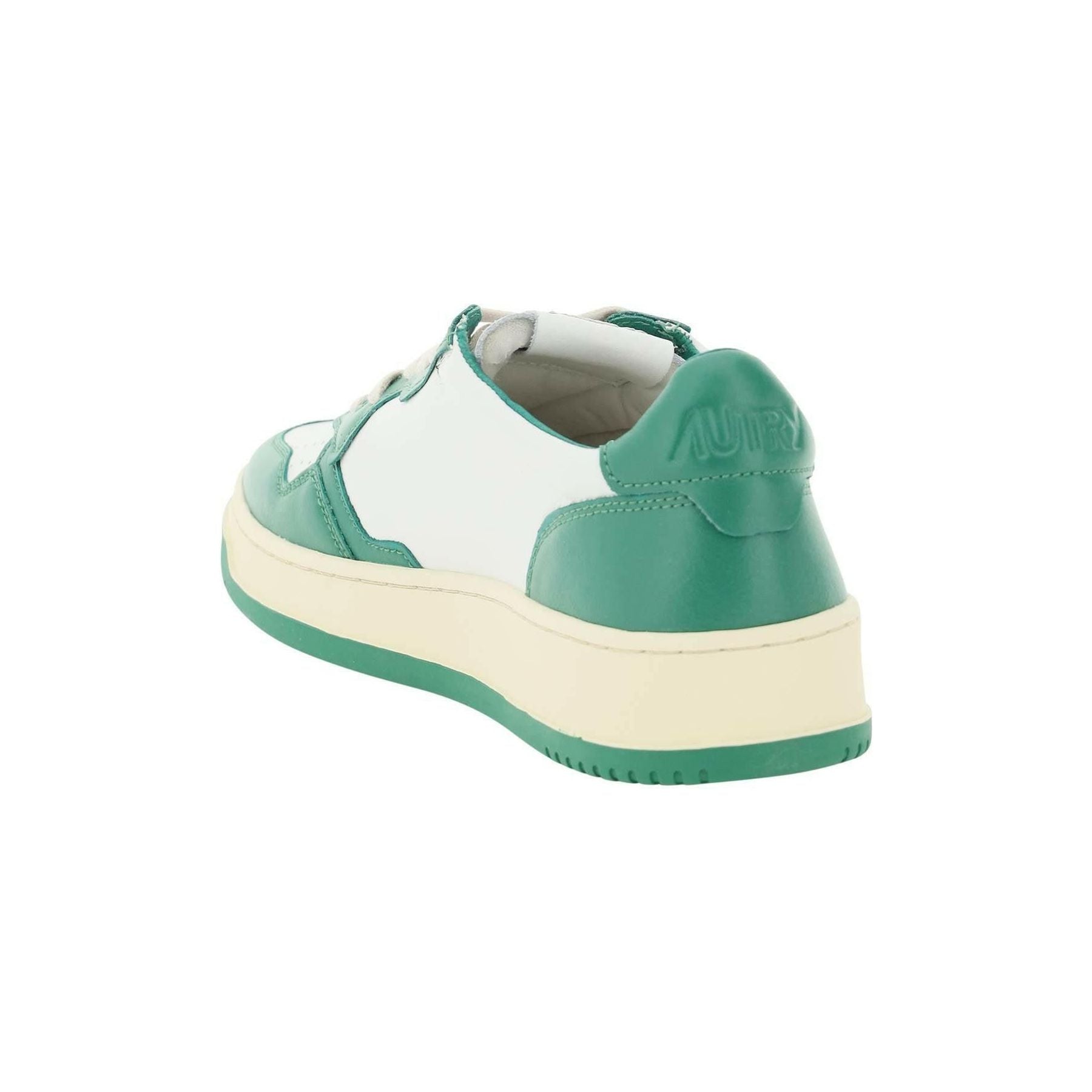 White and Green Leather Medalist Low Sneakers AUTRY JOHN JULIA.