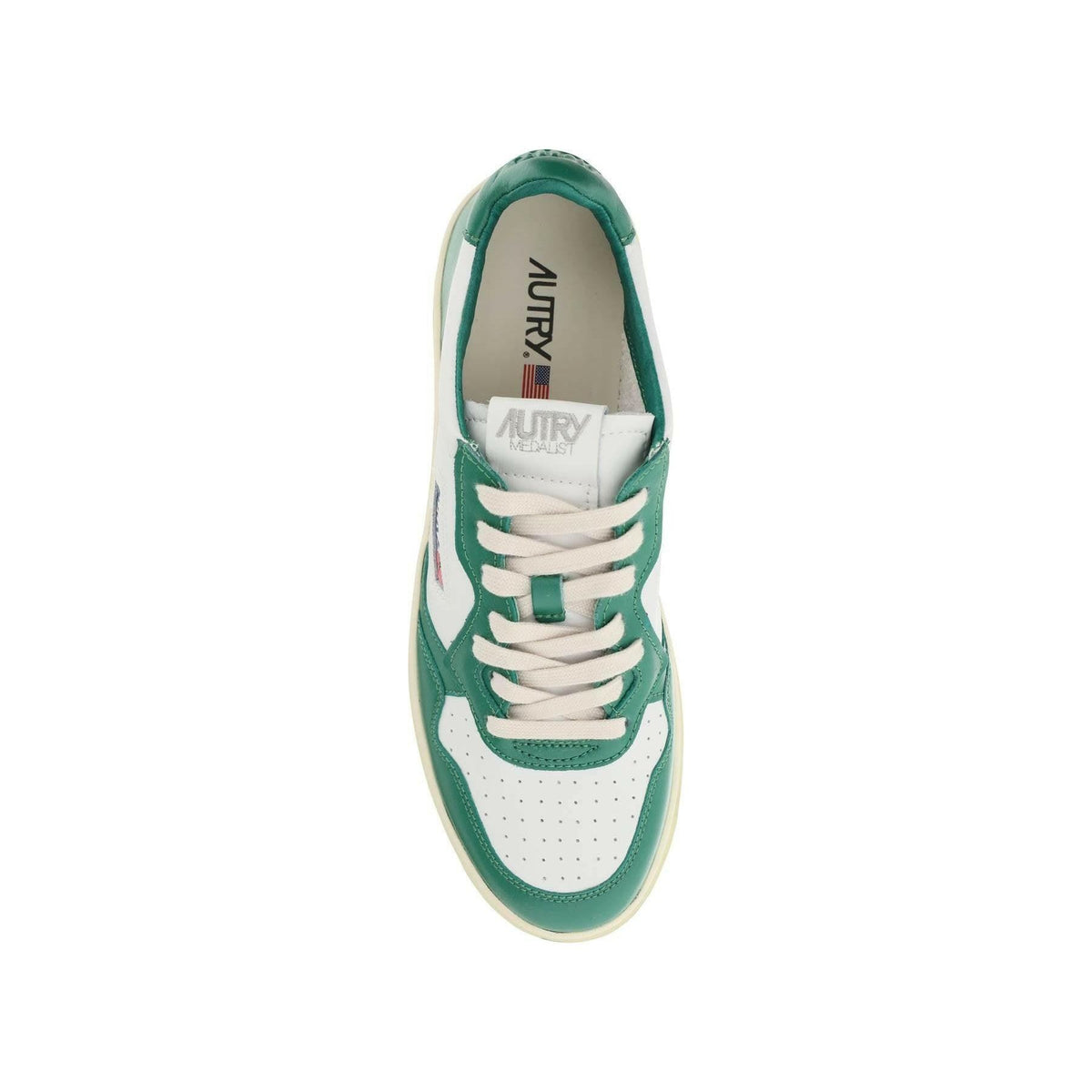 AUTRY - White and Green Leather Medalist Low Sneakers - JOHN JULIA