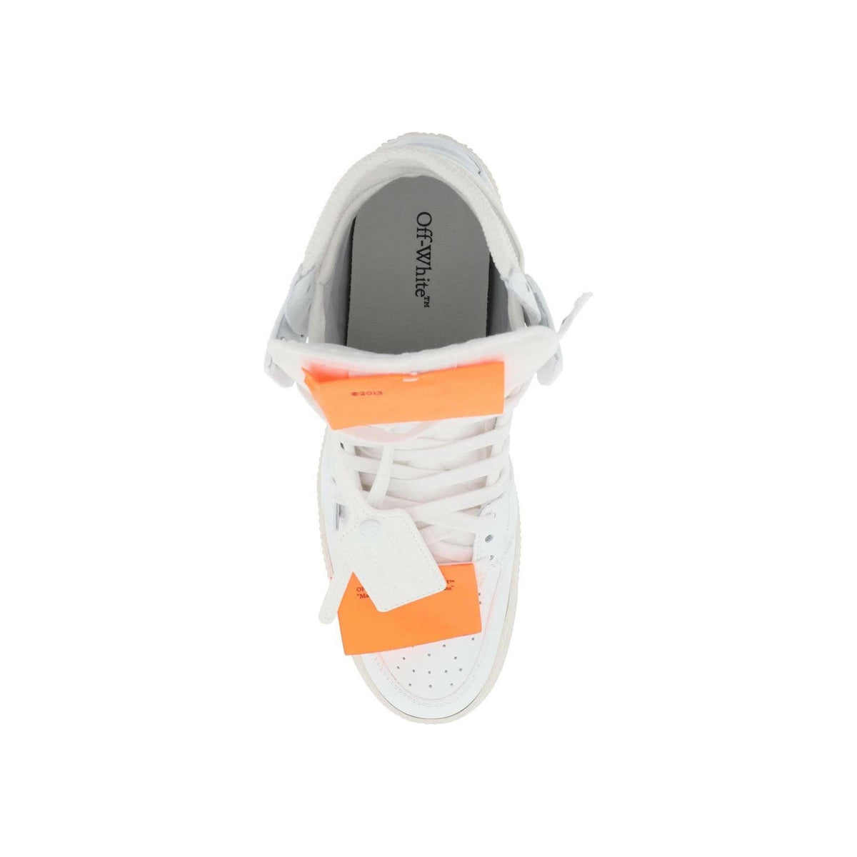 OFF-WHITE - White and Orange '3.0 Off Court' Leather High-Top Sneakers - JOHN JULIA