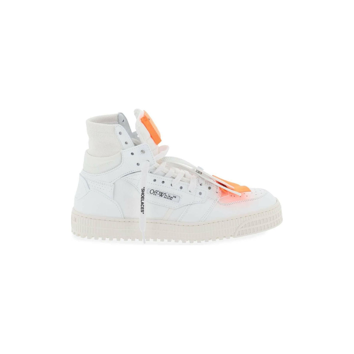 White and Orange '3.0 Off Court' Leather High-Top Sneakers