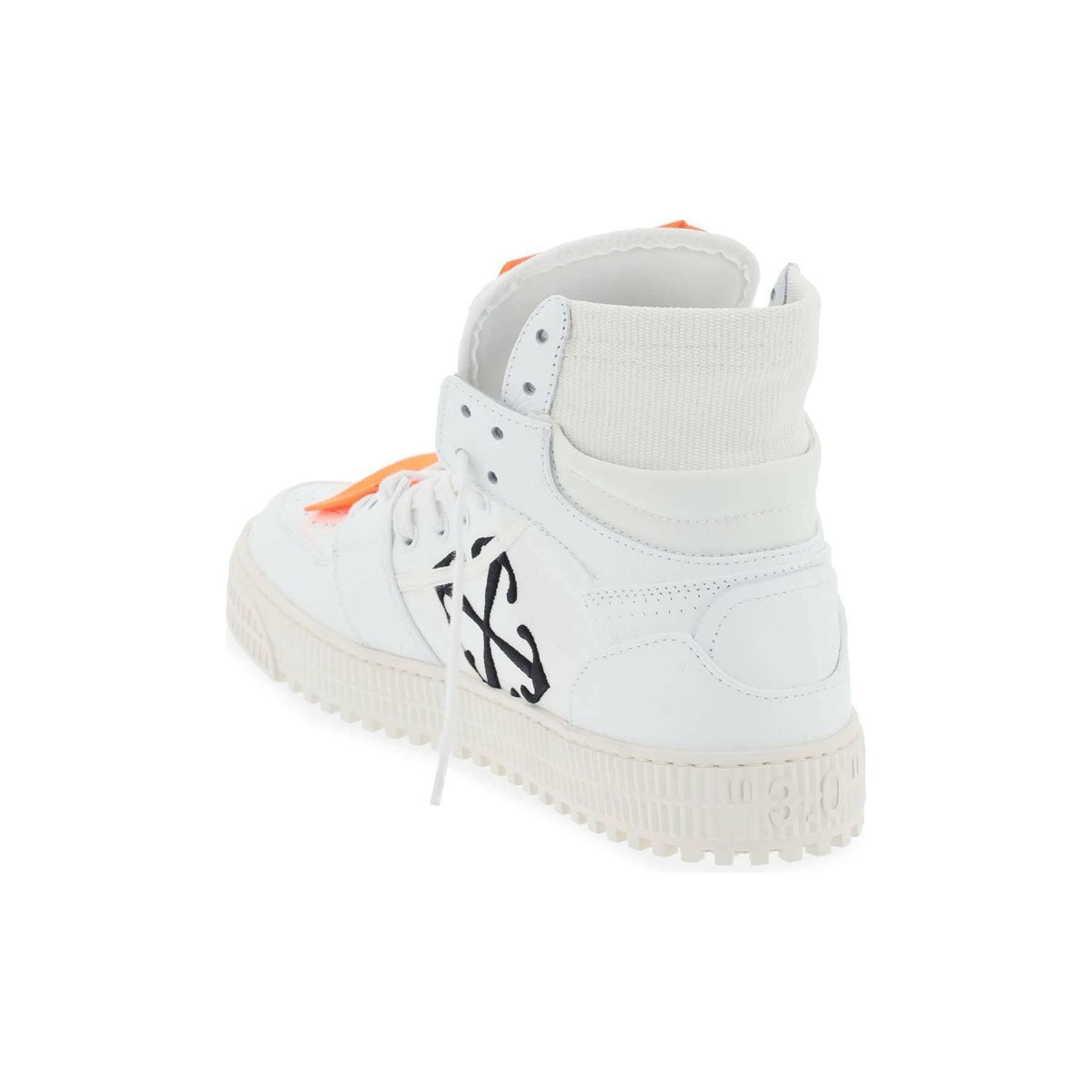 OFF-WHITE - White and Orange '3.0 Off Court' Leather High-Top Sneakers - JOHN JULIA
