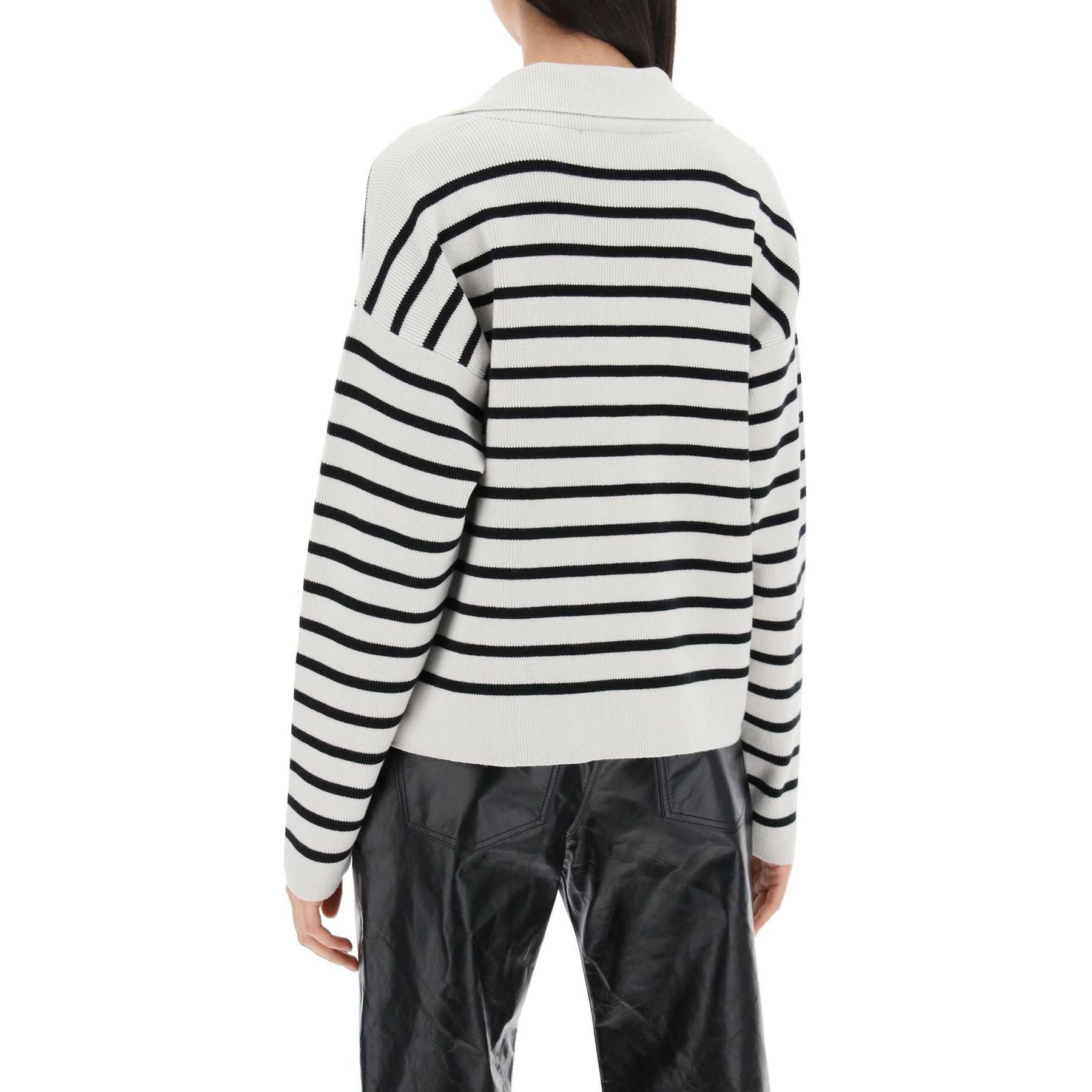 Striped Magic Organic Cotton-Blend Polo Sweater AMI ALEXANDRE MATIUSSI JOHN JULIA.