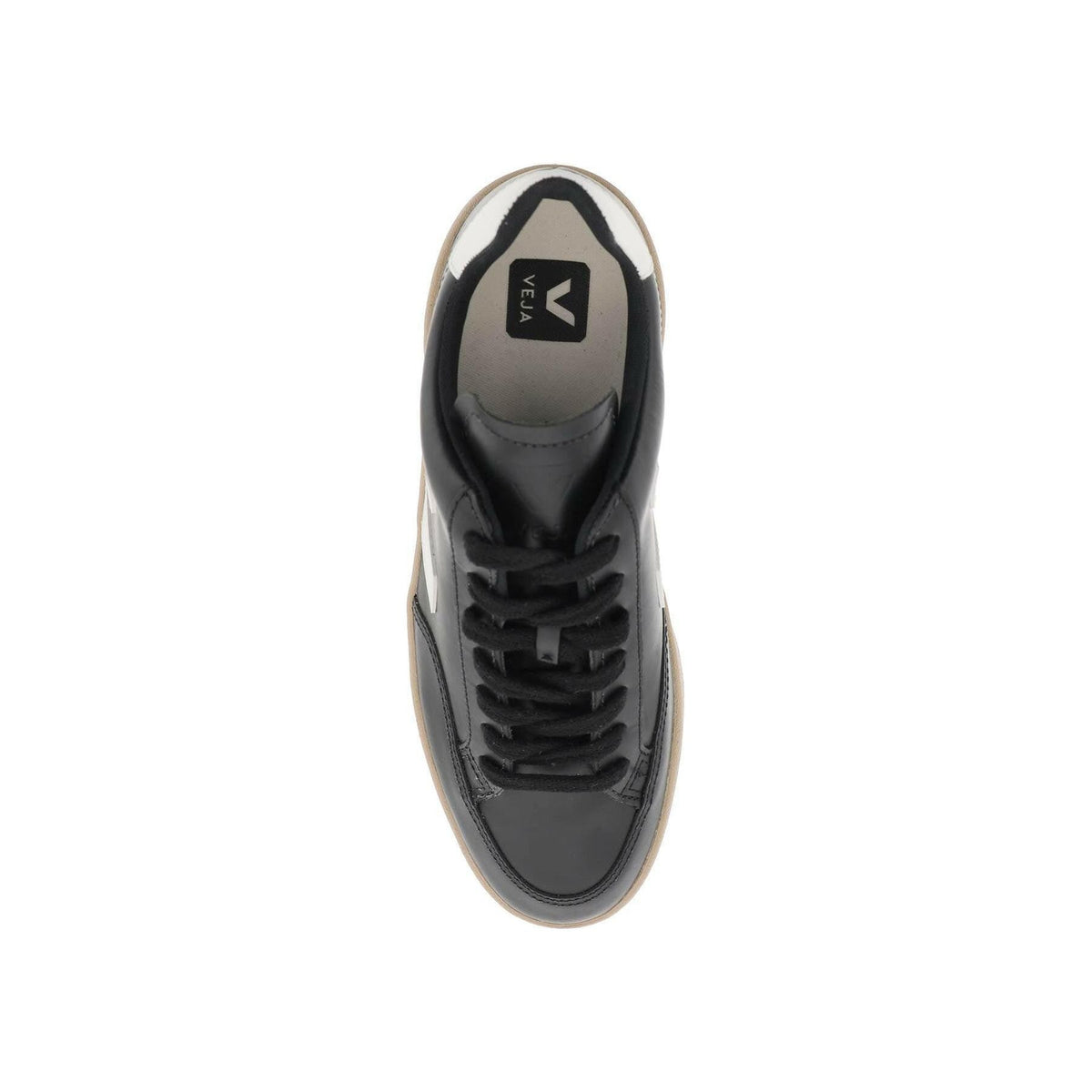 Black Smooth Leather V-12 Sneakers VEJA JOHN JULIA.