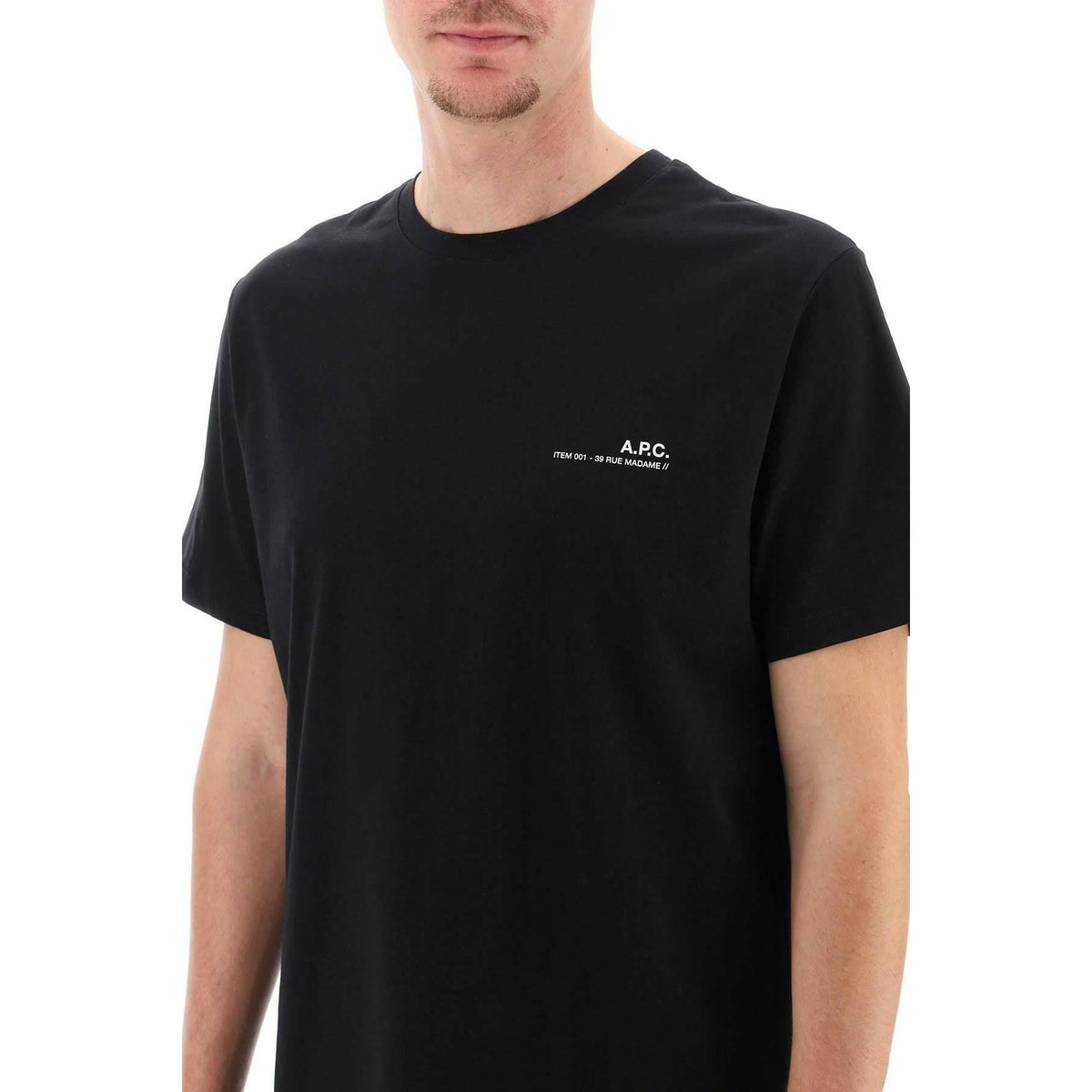 A.P.C. - Black Item Logo Print Cotton T-Shirt - JOHN JULIA
