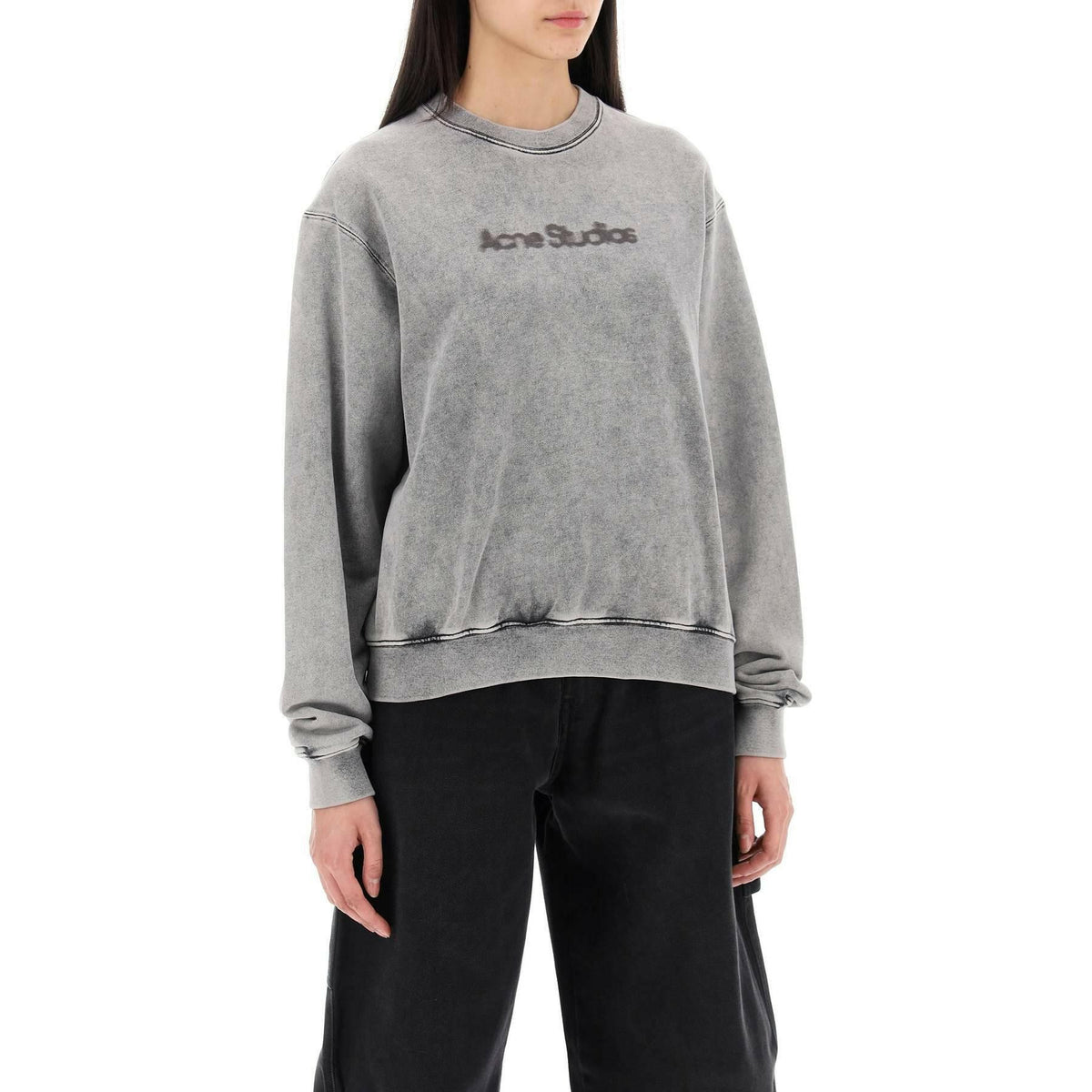 ACNE STUDIOS - Faded Grey Blurred Logo Sweatshirt - JOHN JULIA