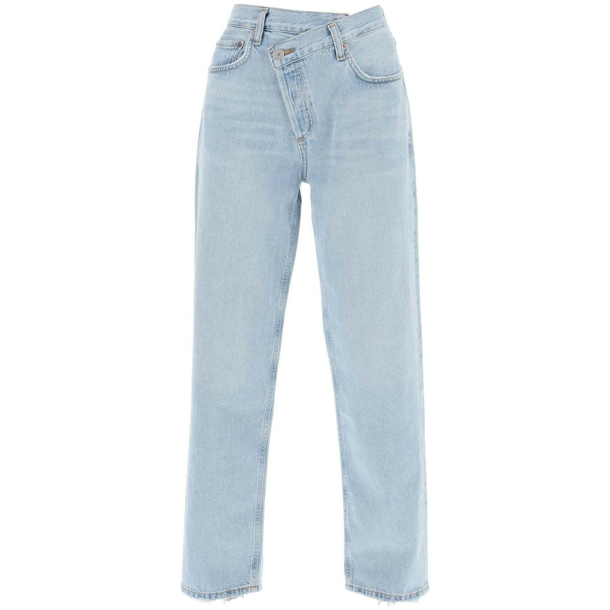AGOLDE - Blue Criss Cross Regenerative Cotton Upsized Jeans in Wired - JOHN JULIA