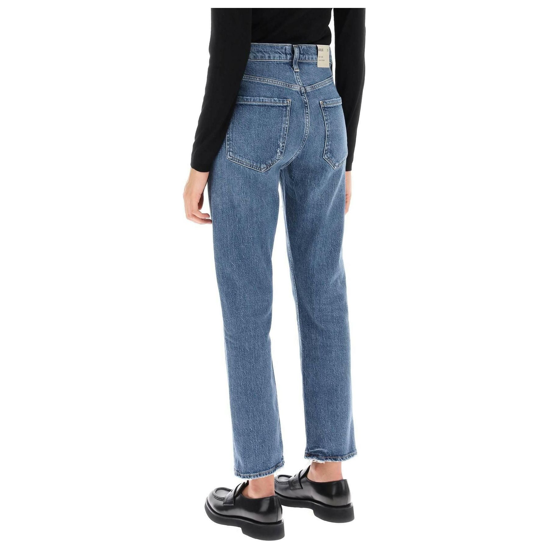 Blue Riley High Rise Recycled Cotton-Blend Jeans in Moor AGOLDE JOHN JULIA.