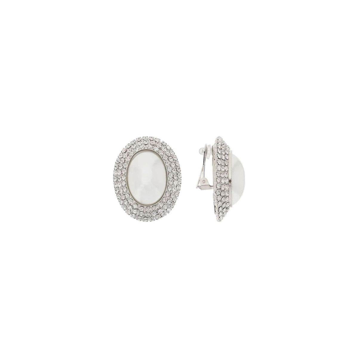 ALESSANDRA RICH - Oval Earrings With Pearl And Crystals - JOHN JULIA
