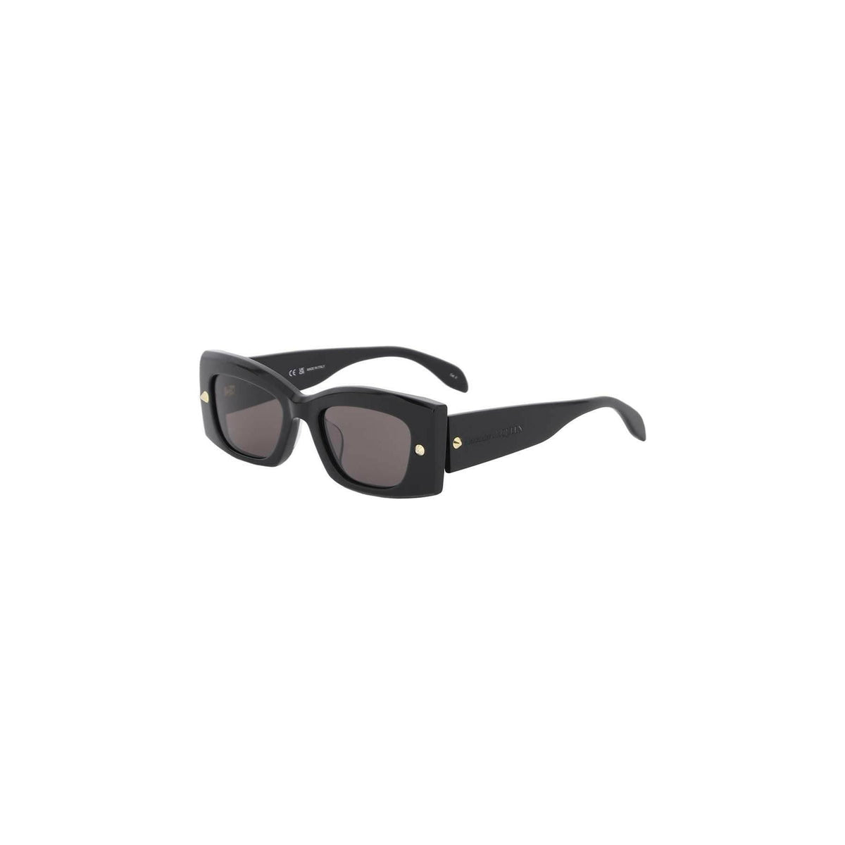 ALEXANDER MCQUEEN - Spike Studs Rectangular Sunglasses in Black/Smoke - JOHN JULIA