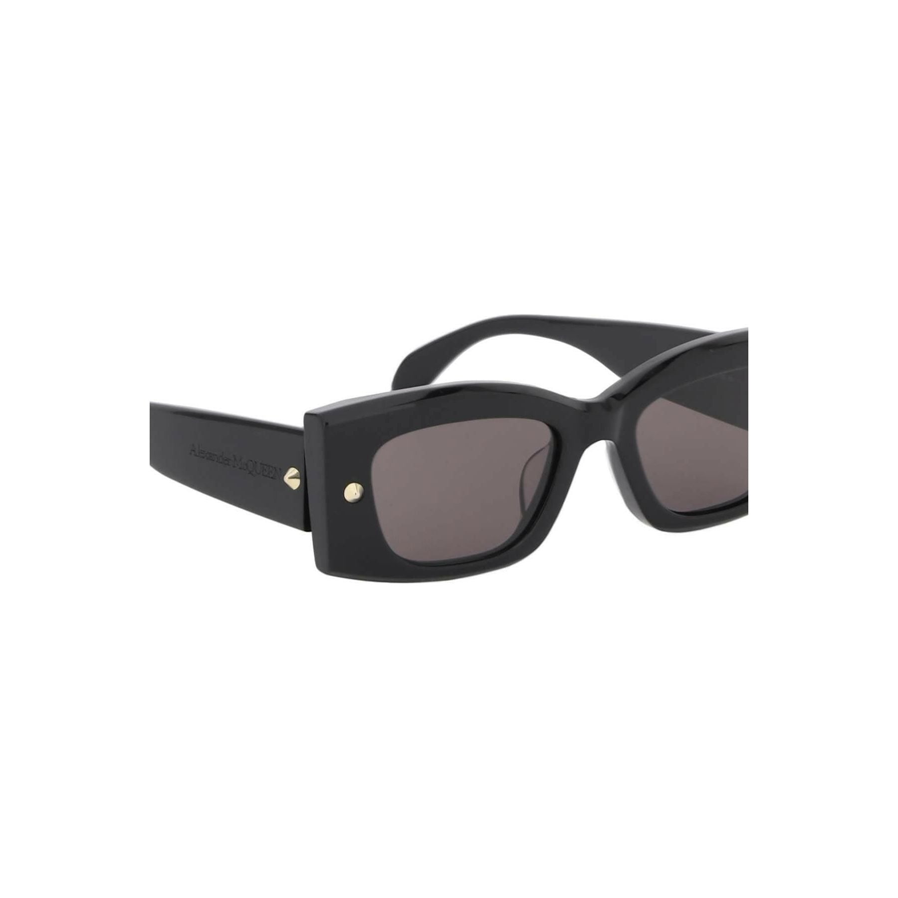 Spike Studs Rectangular Sunglasses in Black/Smoke ALEXANDER MCQUEEN JOHN JULIA.