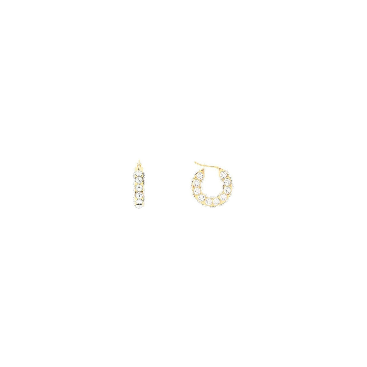 AMINA MUADDI - Golden Honey Crystals Gold Base Small Jahleel Hoop Earrings - JOHN JULIA