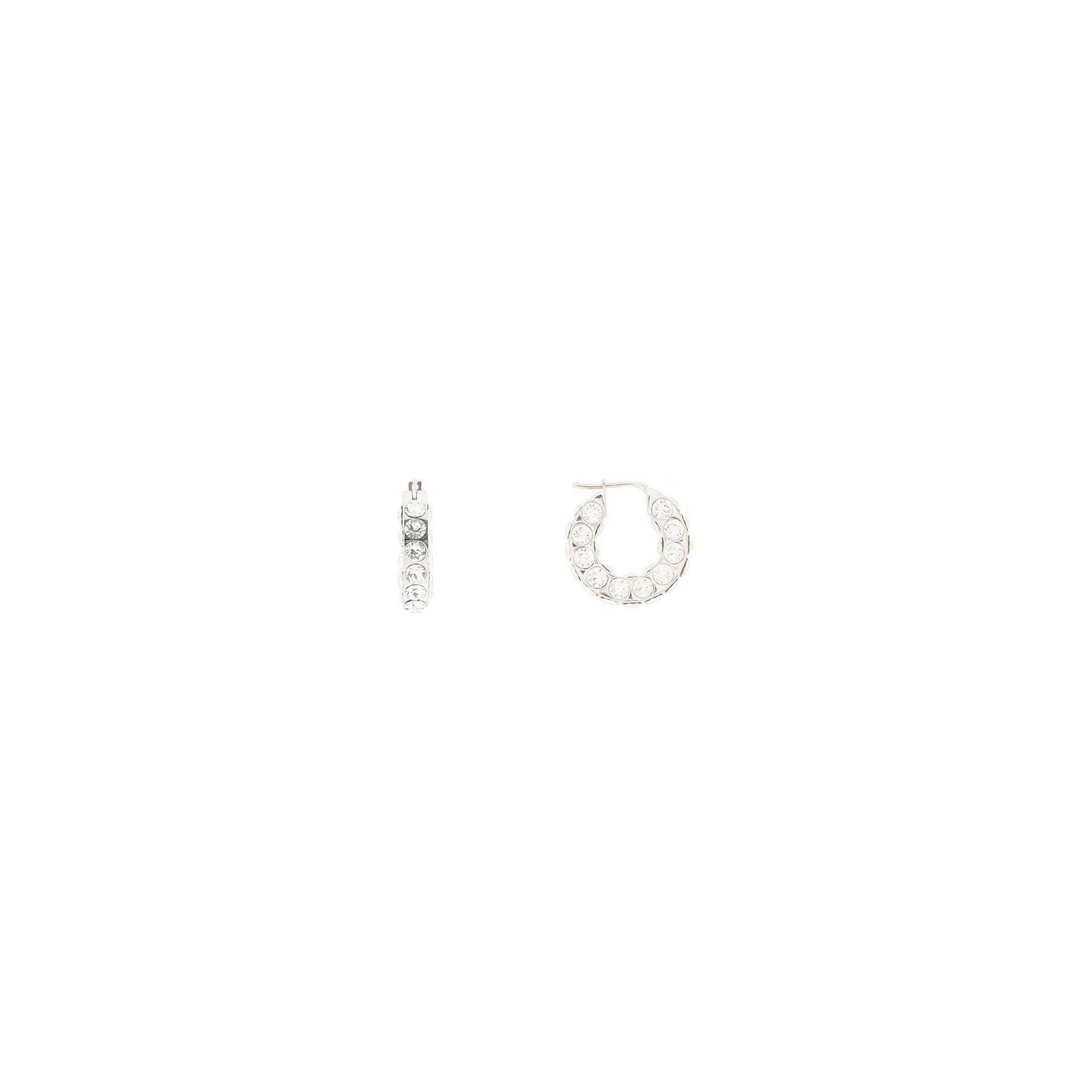 White Crystals Silver Base Small Jahleel Hoop Earrings AMINA MUADDI JOHN JULIA.