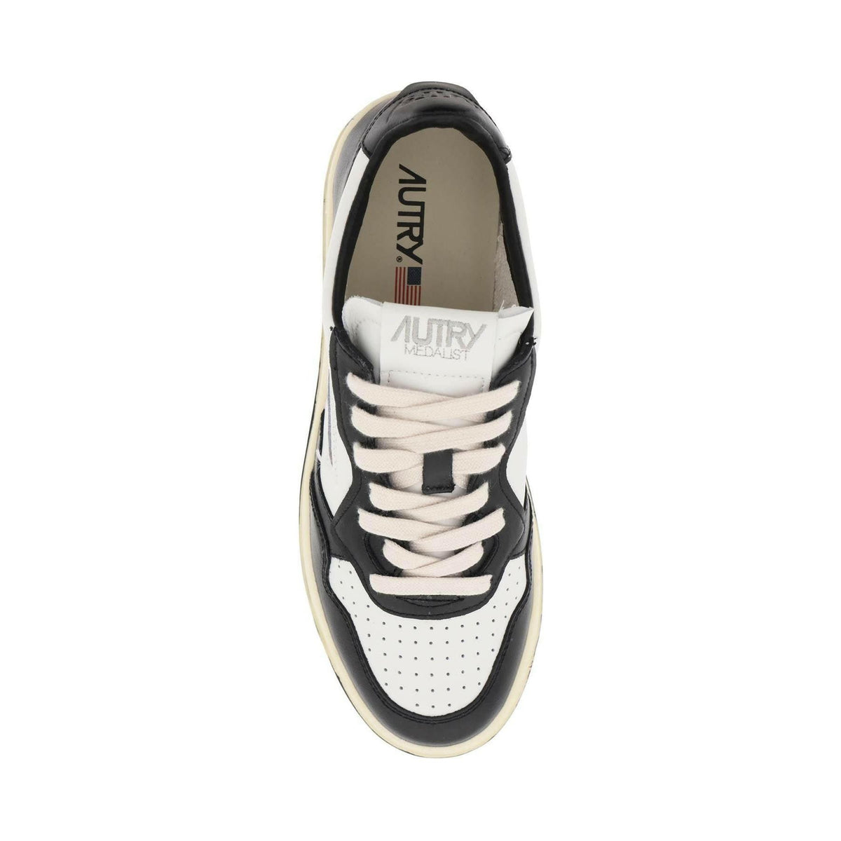 White and Black Medalist Low Leather Sneakers AUTRY JOHN JULIA.