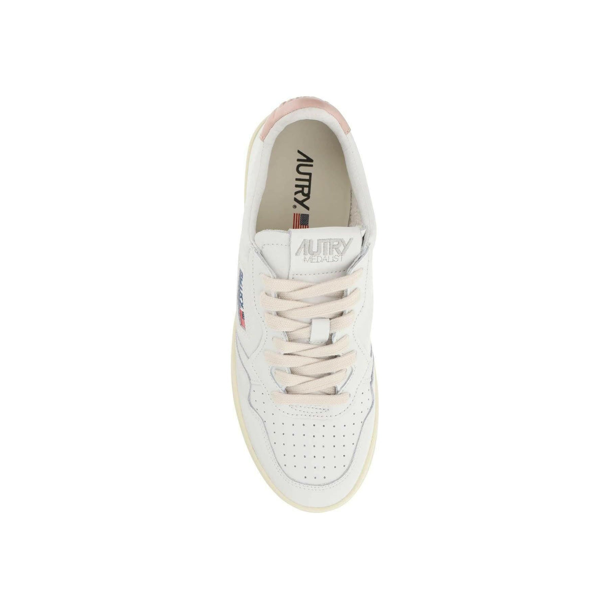 White and Pink Leather Medalist Low Sneakers AUTRY JOHN JULIA.