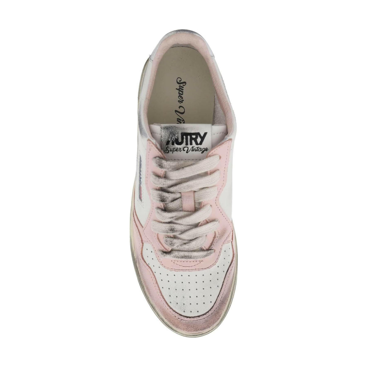 AUTRY - White Pink and Silver Medalist Low Super Vintage Sneakers - JOHN JULIA