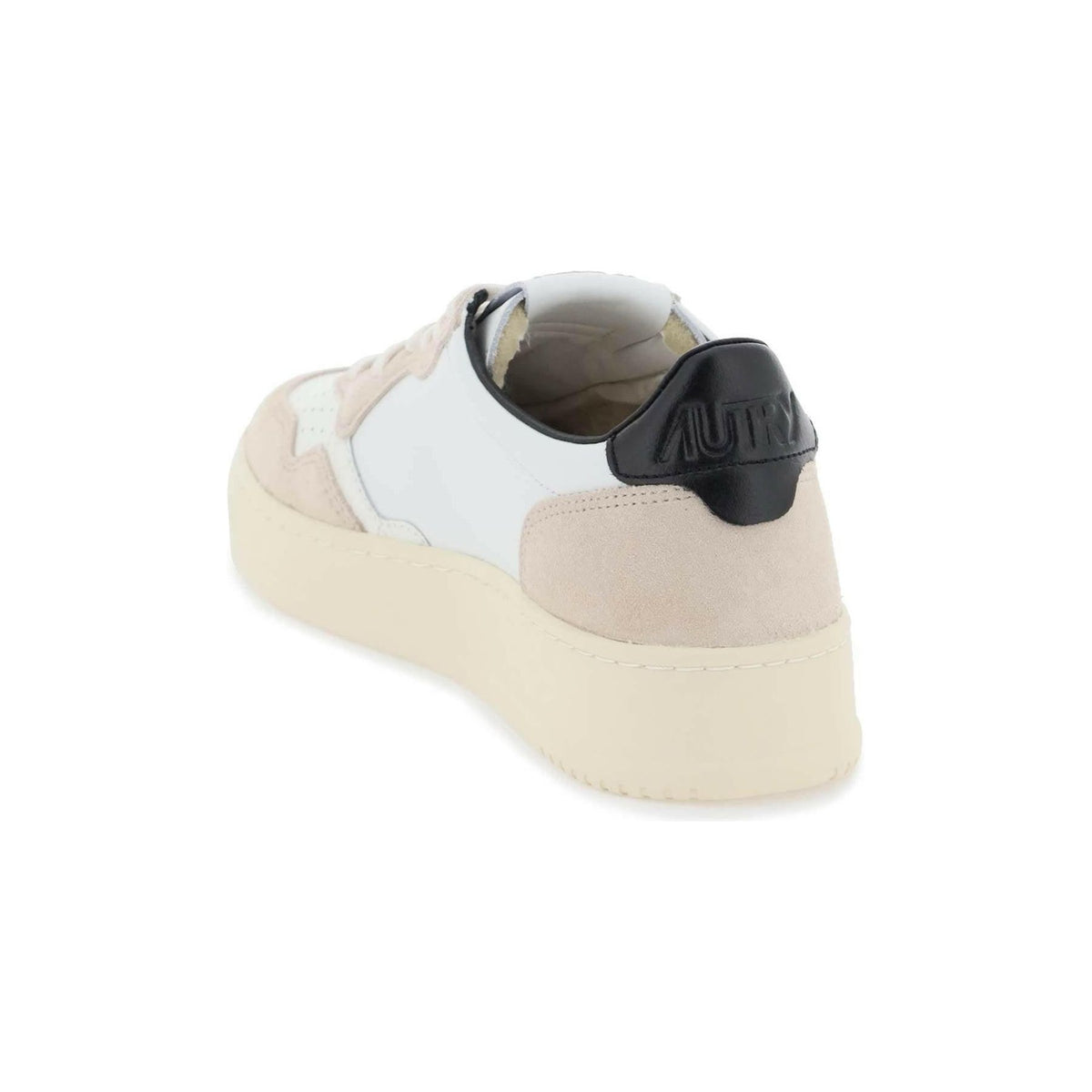 AUTRY - White Sand and Black Leather Medalist Low Sneakers - JOHN JULIA