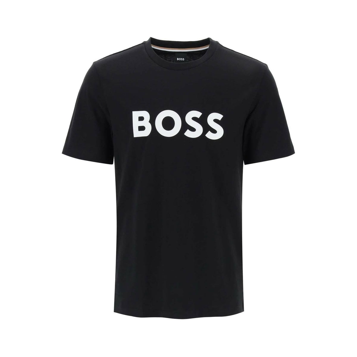 BOSS - Black Tiburt Logo Print Cotton T-Shirt - JOHN JULIA