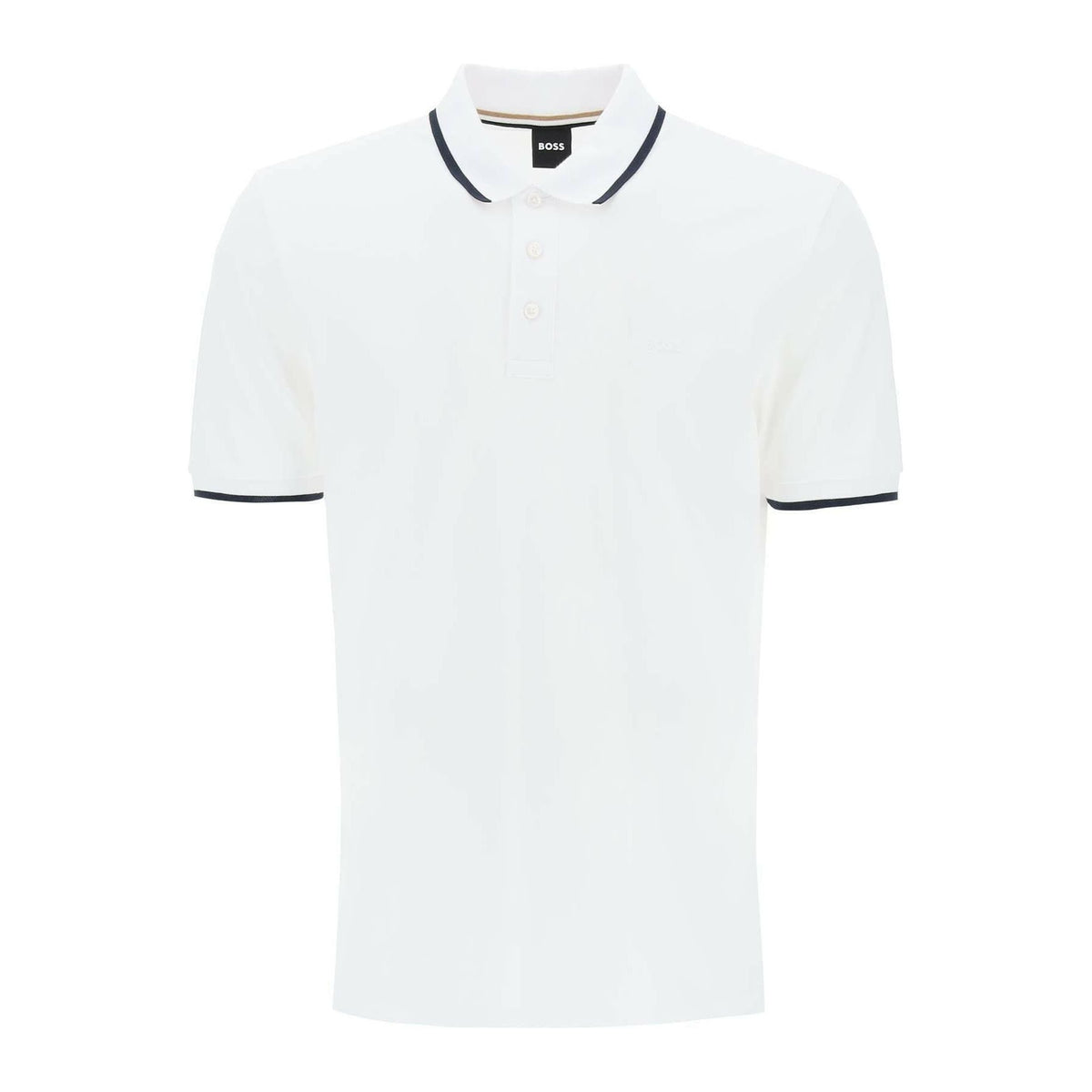 BOSS - White Parlay Tipped Cotton Polo Shirt - JOHN JULIA