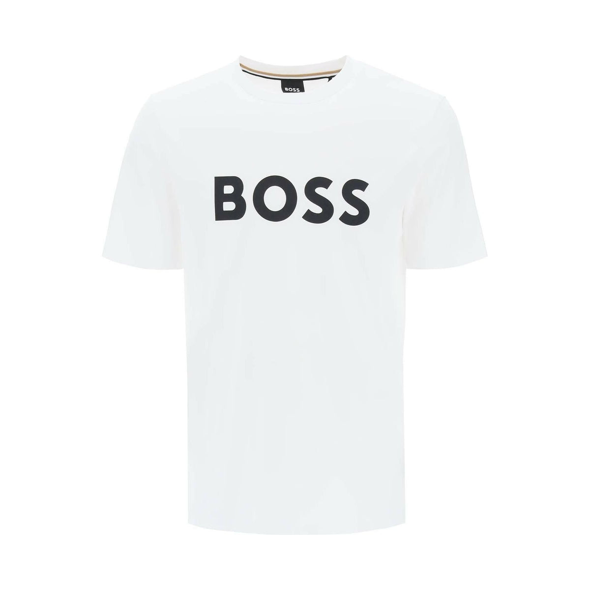 BOSS - White Tiburt Logo Print Cotton T-Shirt - JOHN JULIA