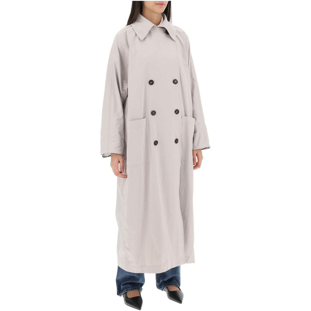 BRUNELLO CUCINELLI - Double-Breasted Trench Coat With Shiny Cuff Details - JOHN JULIA