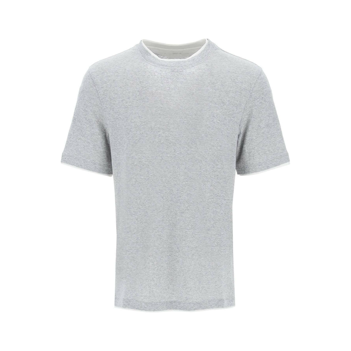 BRUNELLO CUCINELLI - Gray Faux-Layering Cotton and Linen T-Shirt - JOHN JULIA