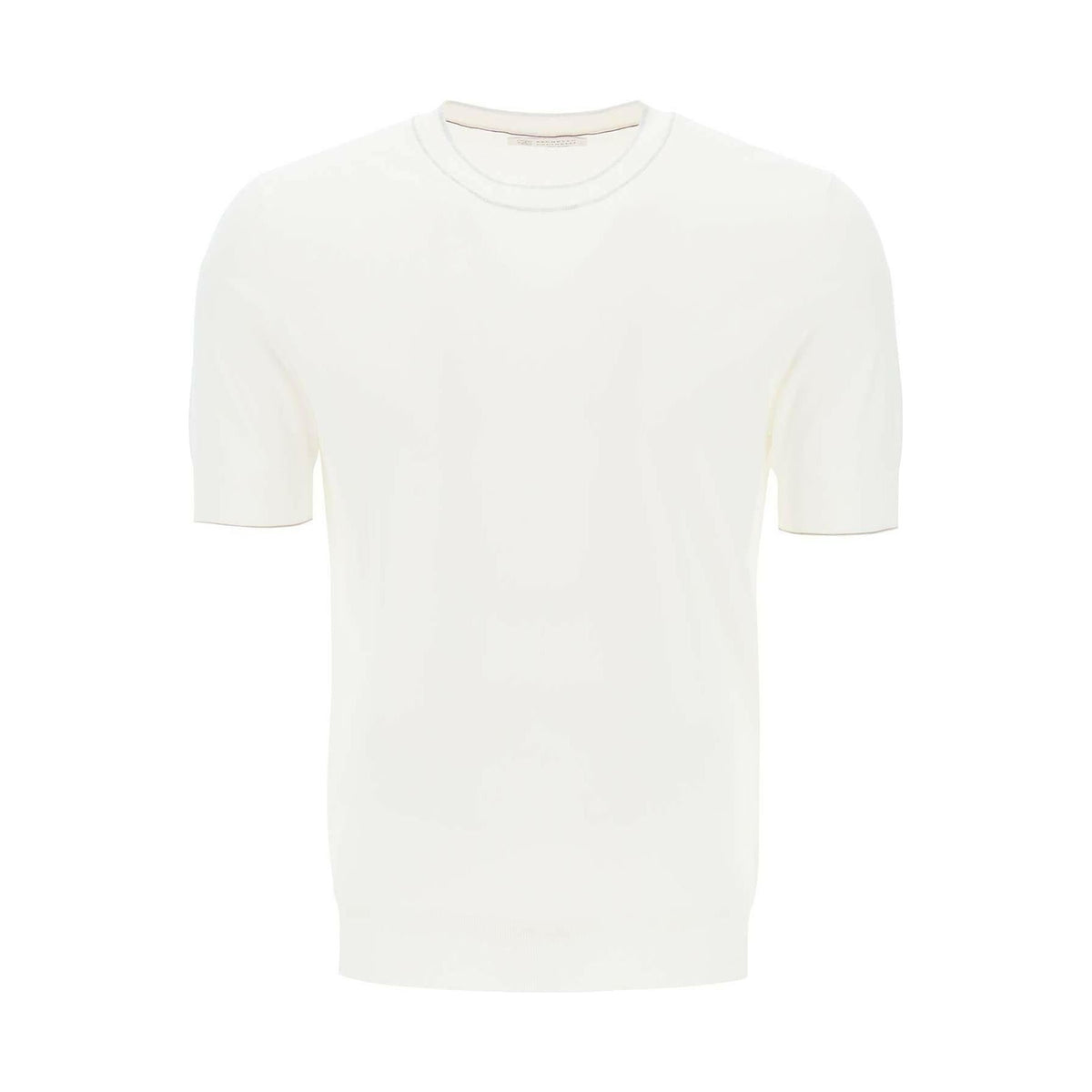 BRUNELLO CUCINELLI - Panama White Lightweight Cotton T-Shirt - JOHN JULIA