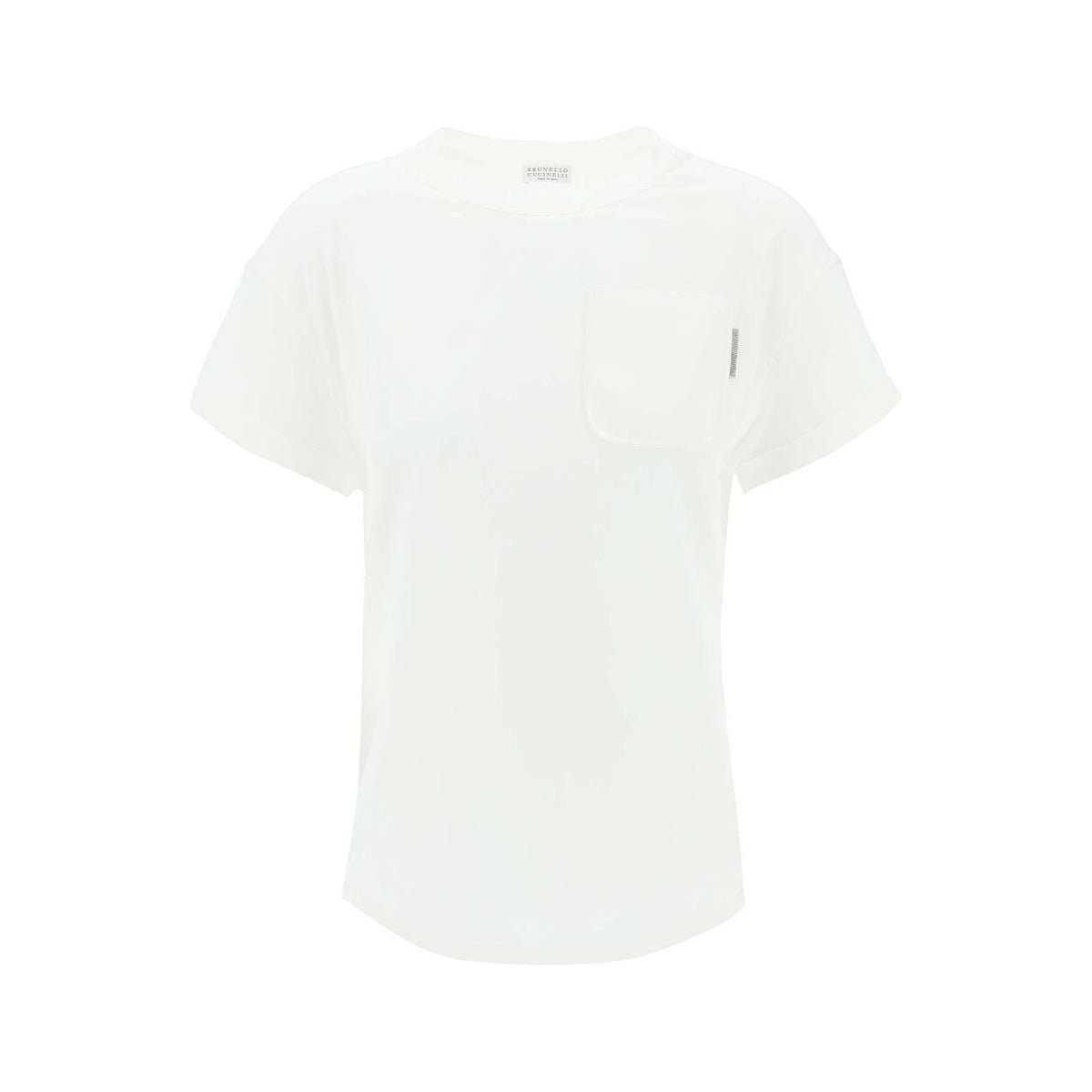 White Cotton Monili Pocket T-Shirt BRUNELLO CUCINELLI JOHN JULIA.