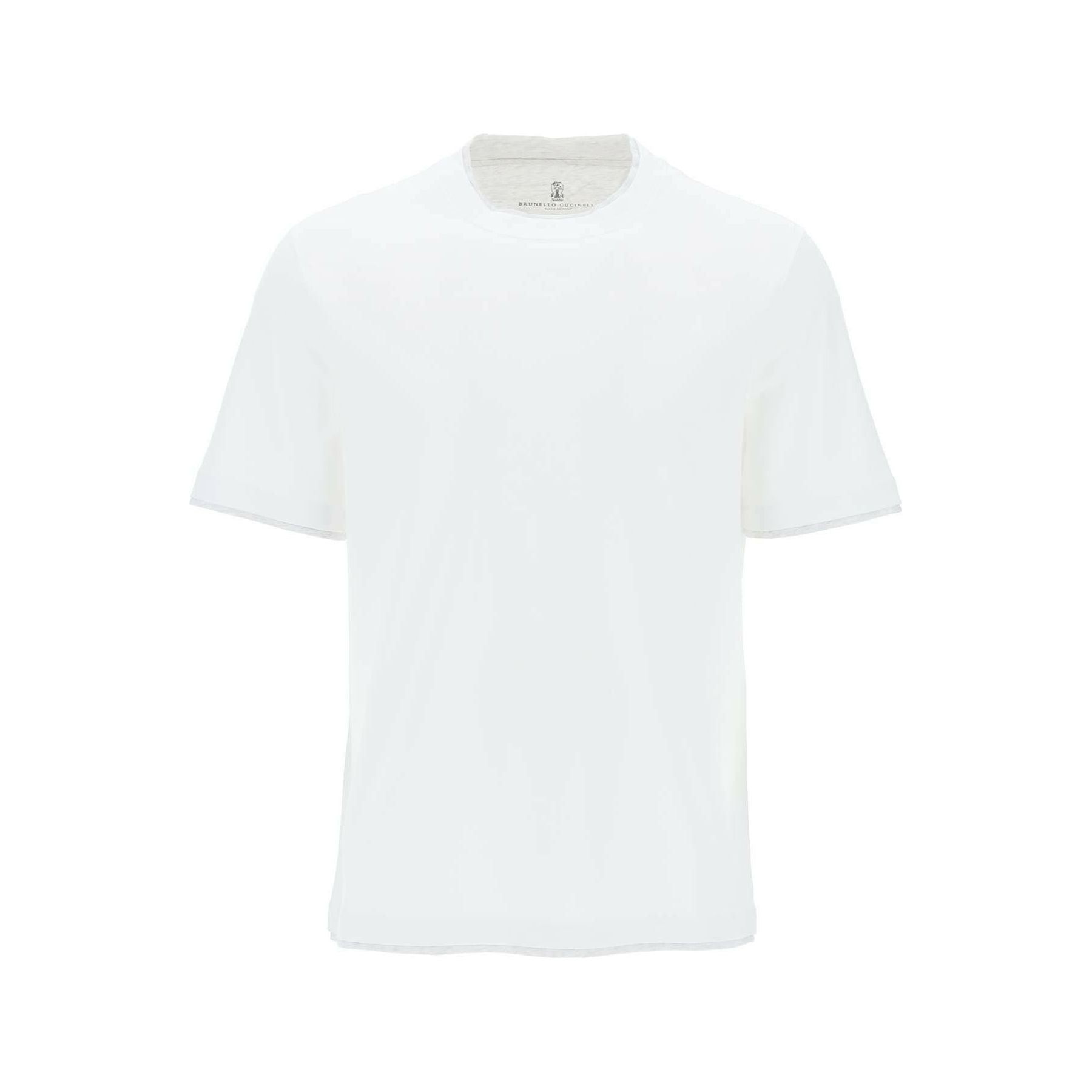White Faux-Layering Cotton Jersey T-Shirt BRUNELLO CUCINELLI JOHN JULIA.