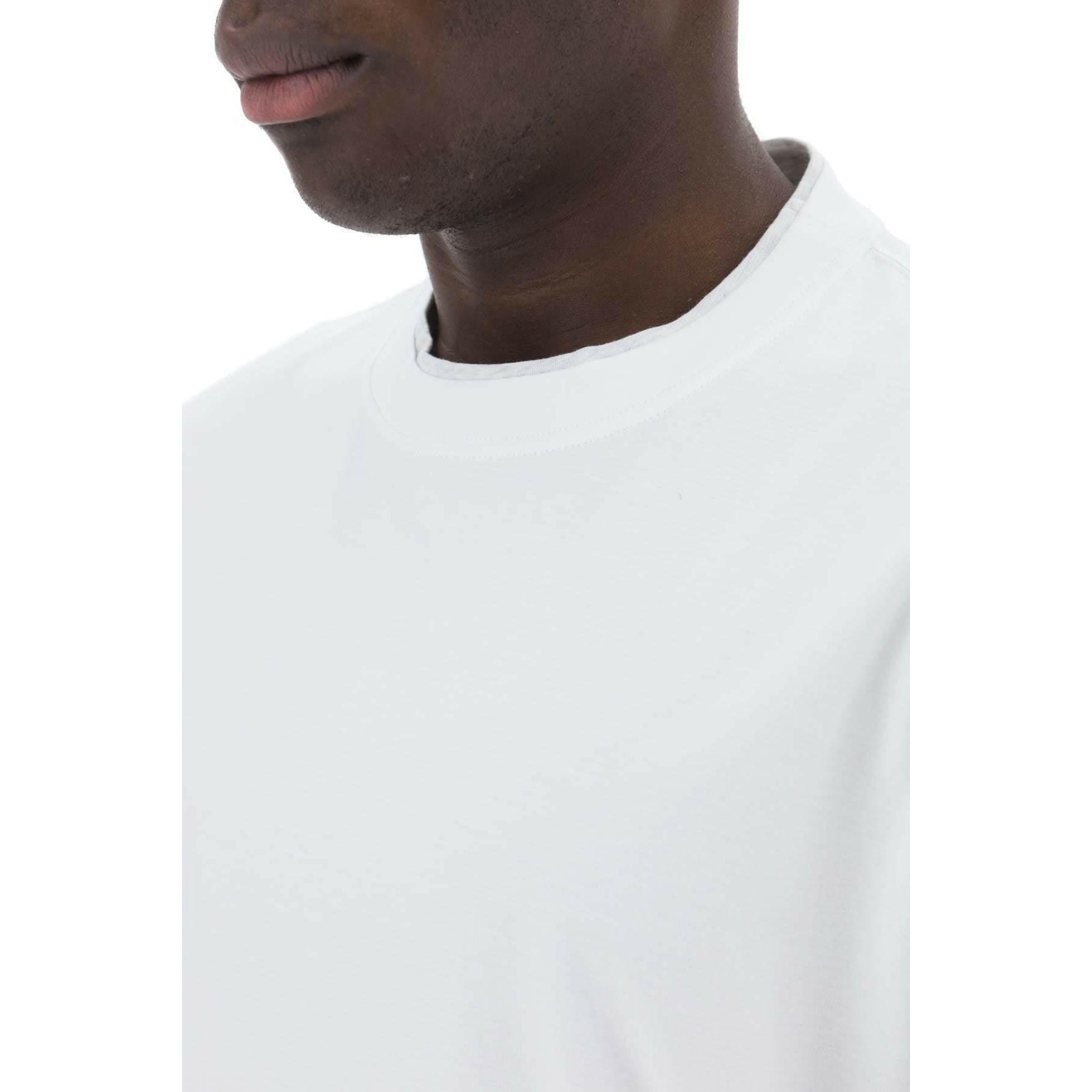 White Faux-Layering Cotton Jersey T-Shirt BRUNELLO CUCINELLI JOHN JULIA.