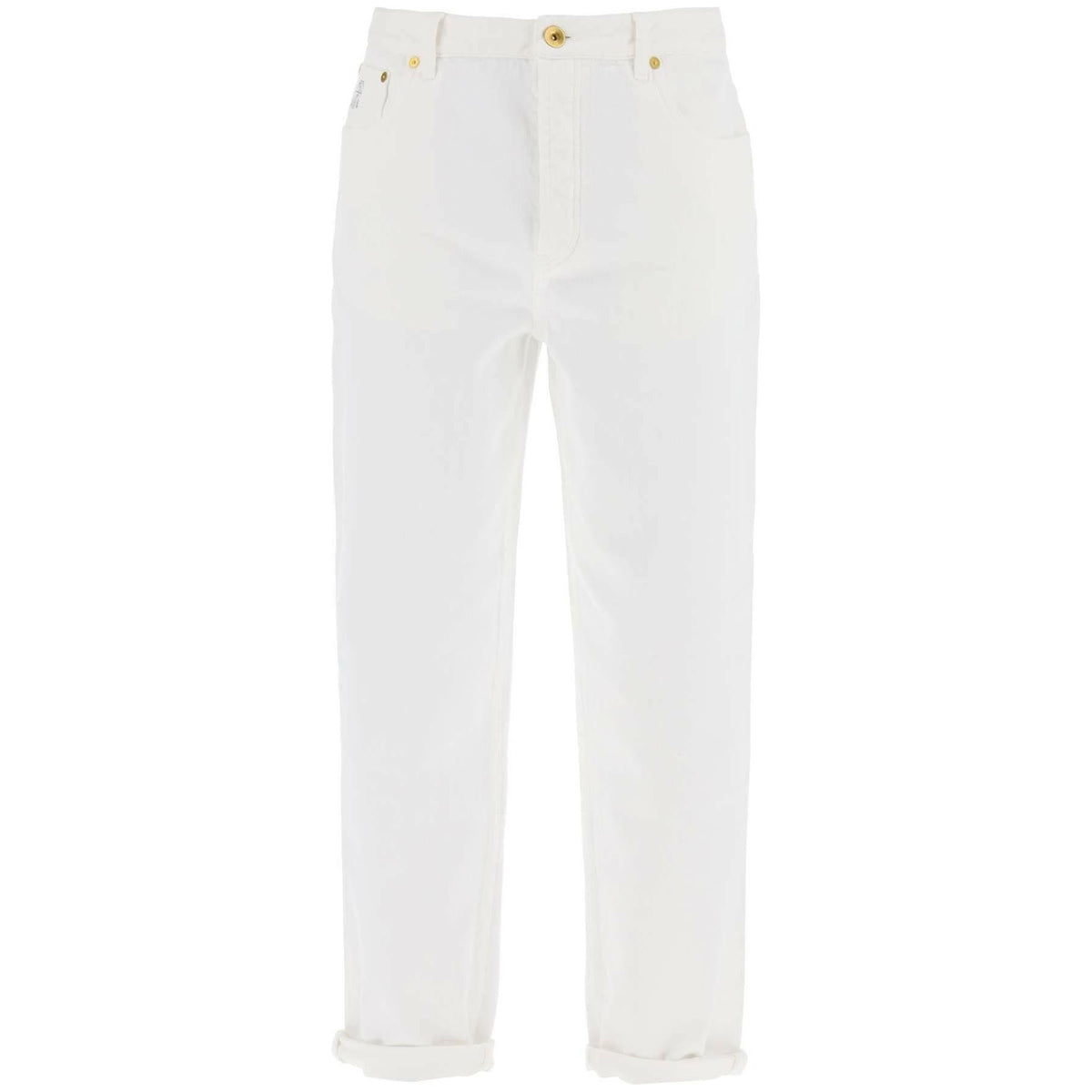 BRUNELLO CUCINELLI - White Garment-Dyed Cotton Jeans - JOHN JULIA