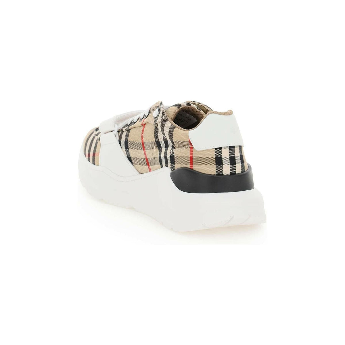 BURBERRY - Archive Beige Regis Check, Suede and Leather Sneakers - JOHN JULIA
