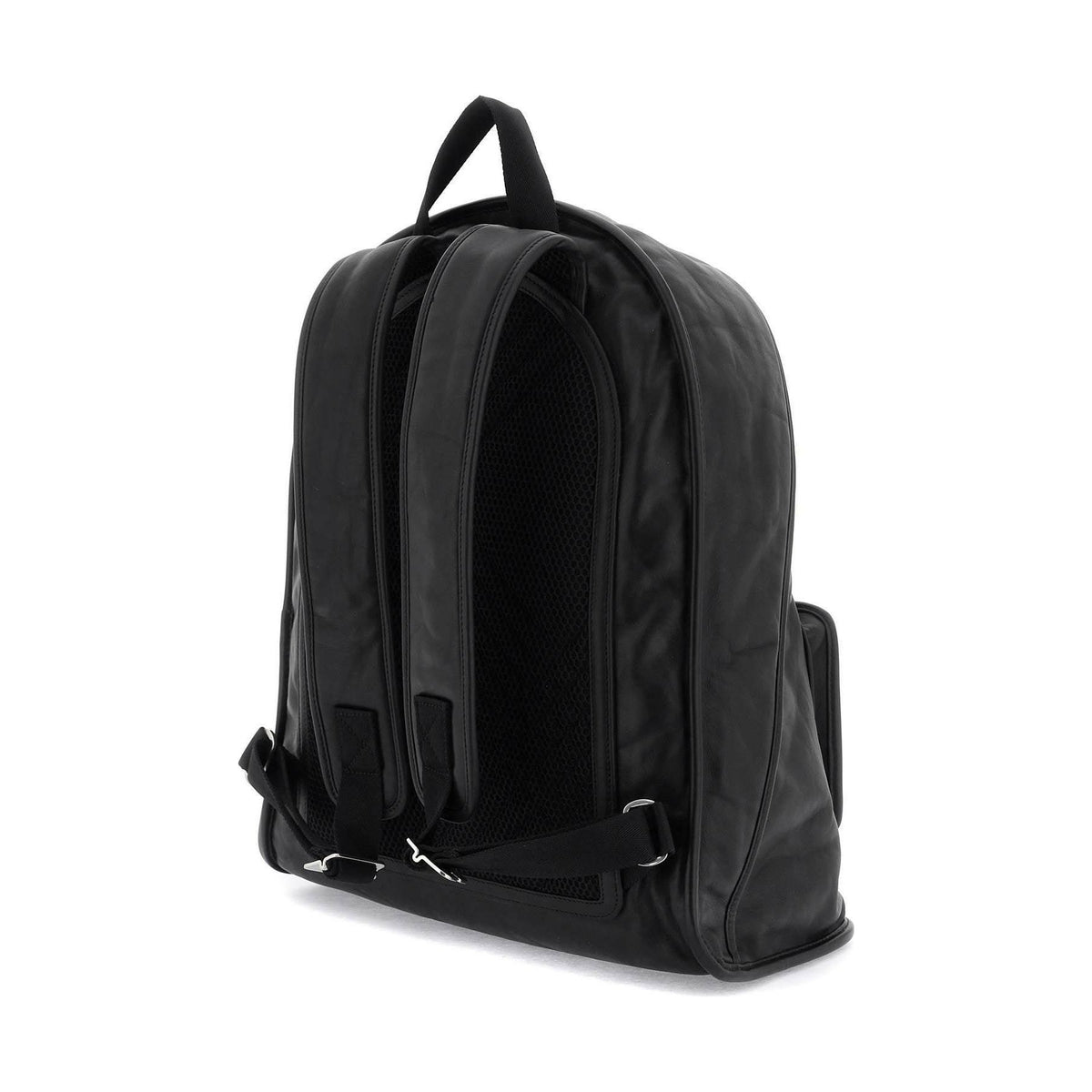 BURBERRY - Black Large Shield Crinkled Calfskin Backpack - JOHN JULIA