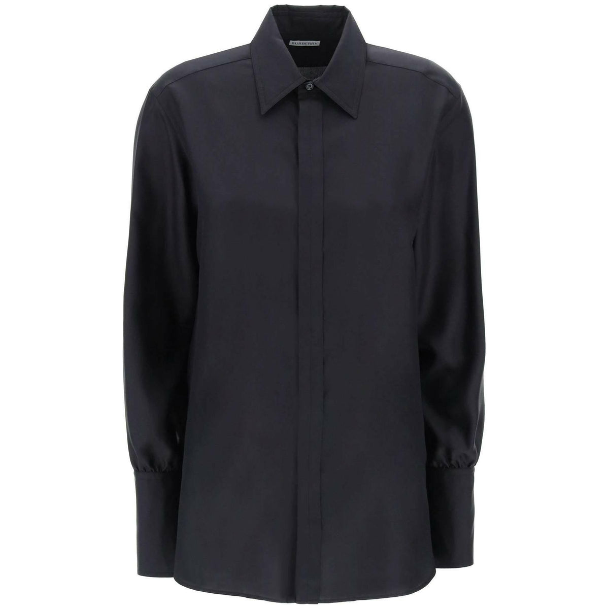 BURBERRY - Black Long-Sleeve Silk Georgette Shirt - JOHN JULIA