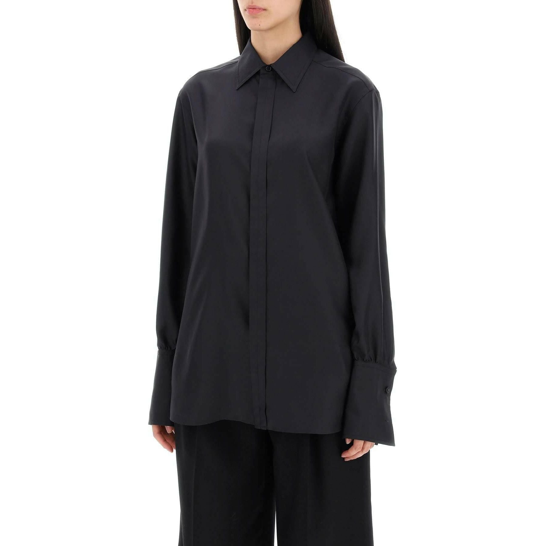 Black Long-Sleeve Silk Georgette Shirt BURBERRY JOHN JULIA.