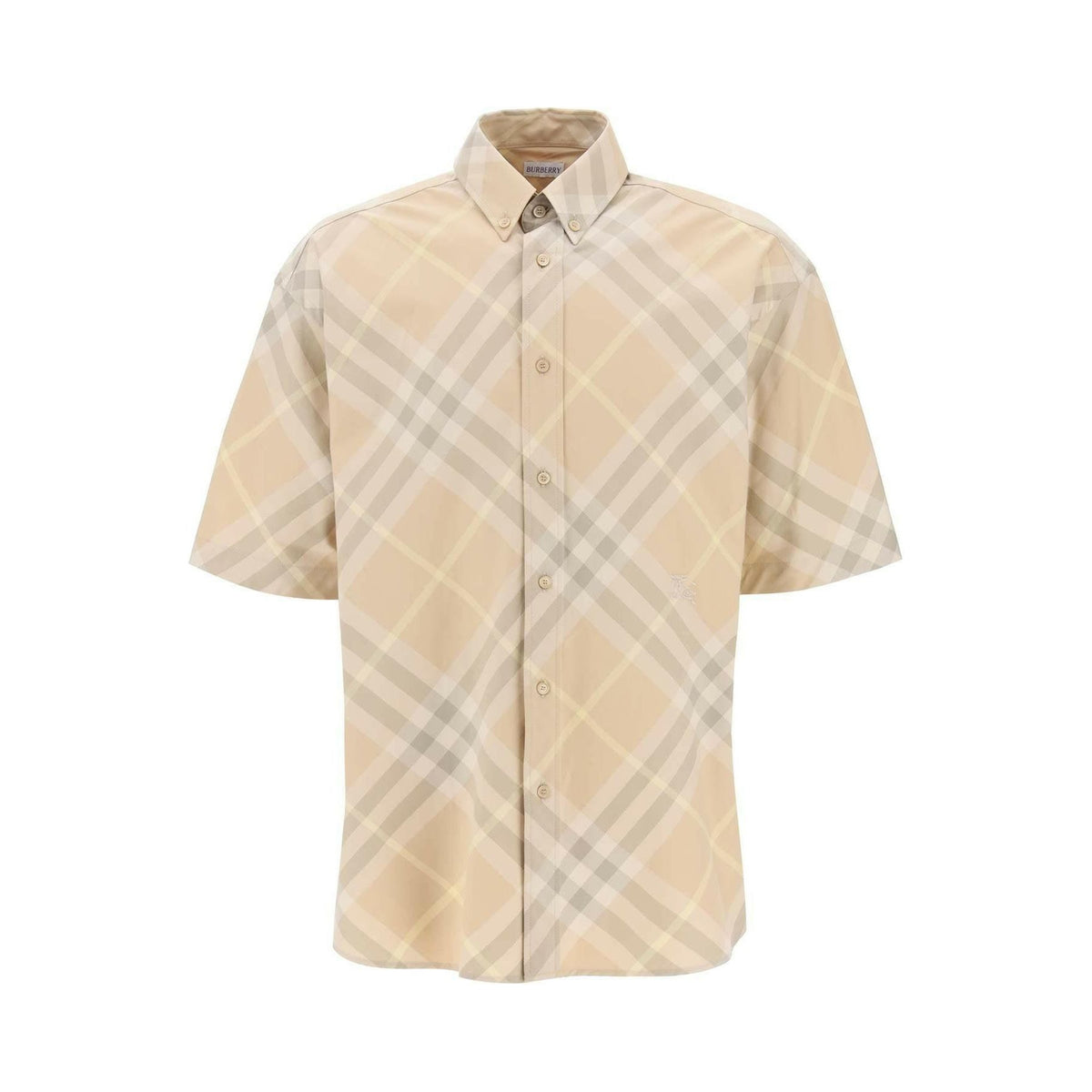 Flax Check Short-Sleeve Cotton Shirt BURBERRY JOHN JULIA.
