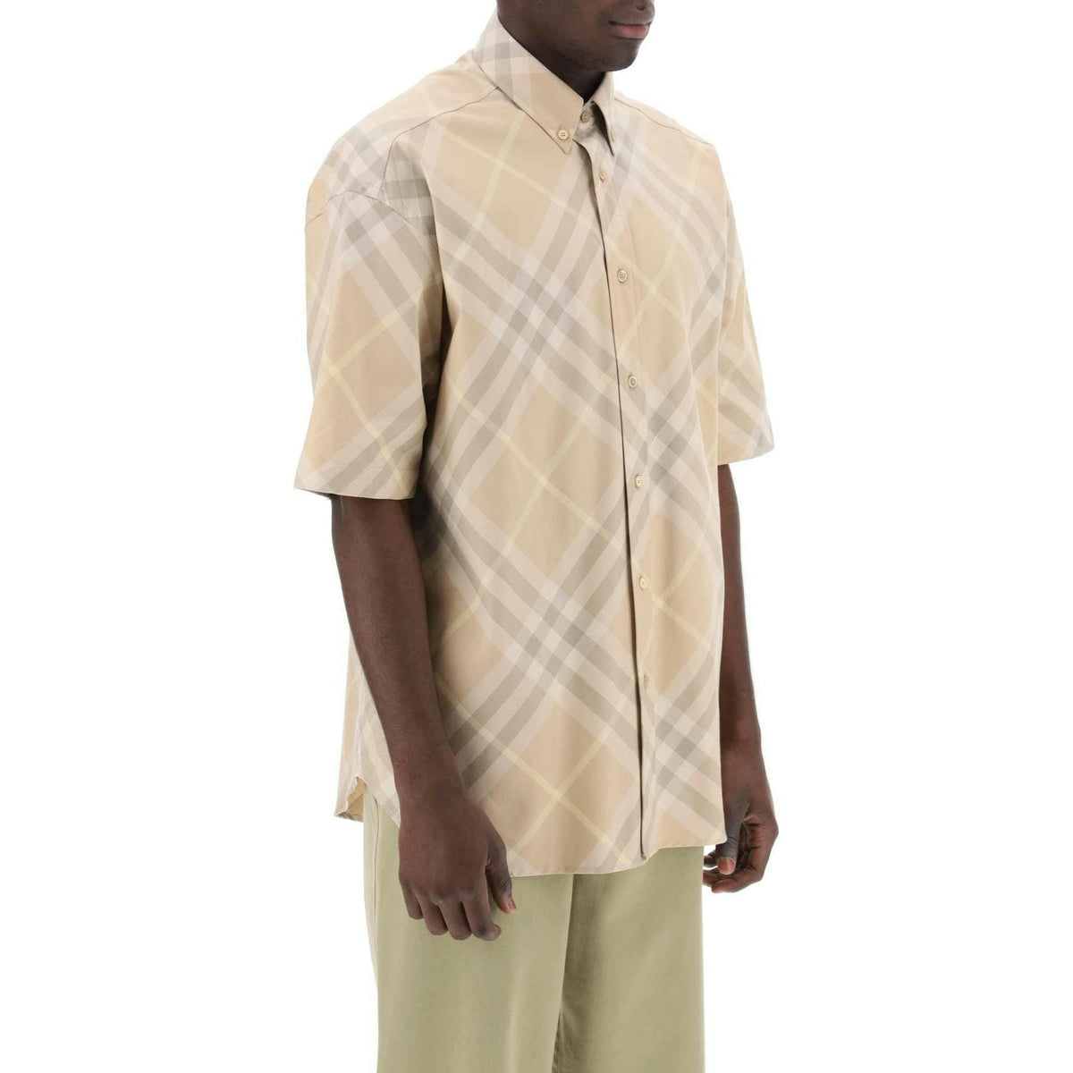 BURBERRY - Flax Check Short-Sleeve Cotton Shirt - JOHN JULIA