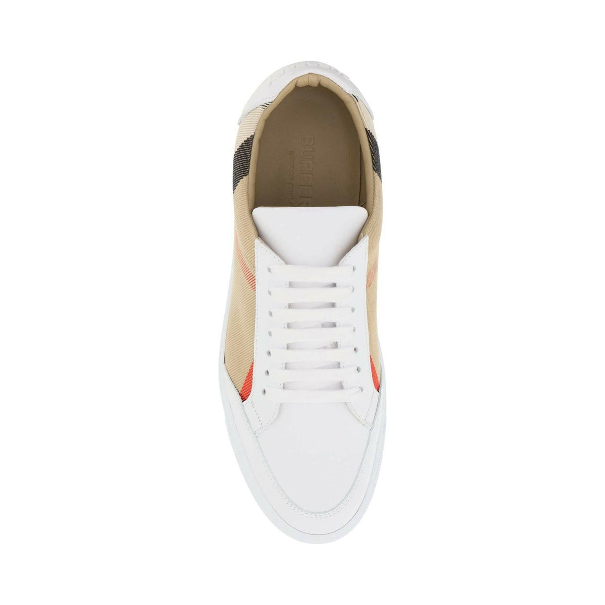 BURBERRY - Optic White House Check and Leather Sneakers - JOHN JULIA