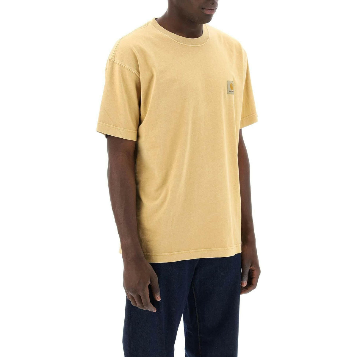 CARHARTT WIP - Bourbon Yellow Cotton Jersey T-Shirt With Lived-In Look - JOHN JULIA