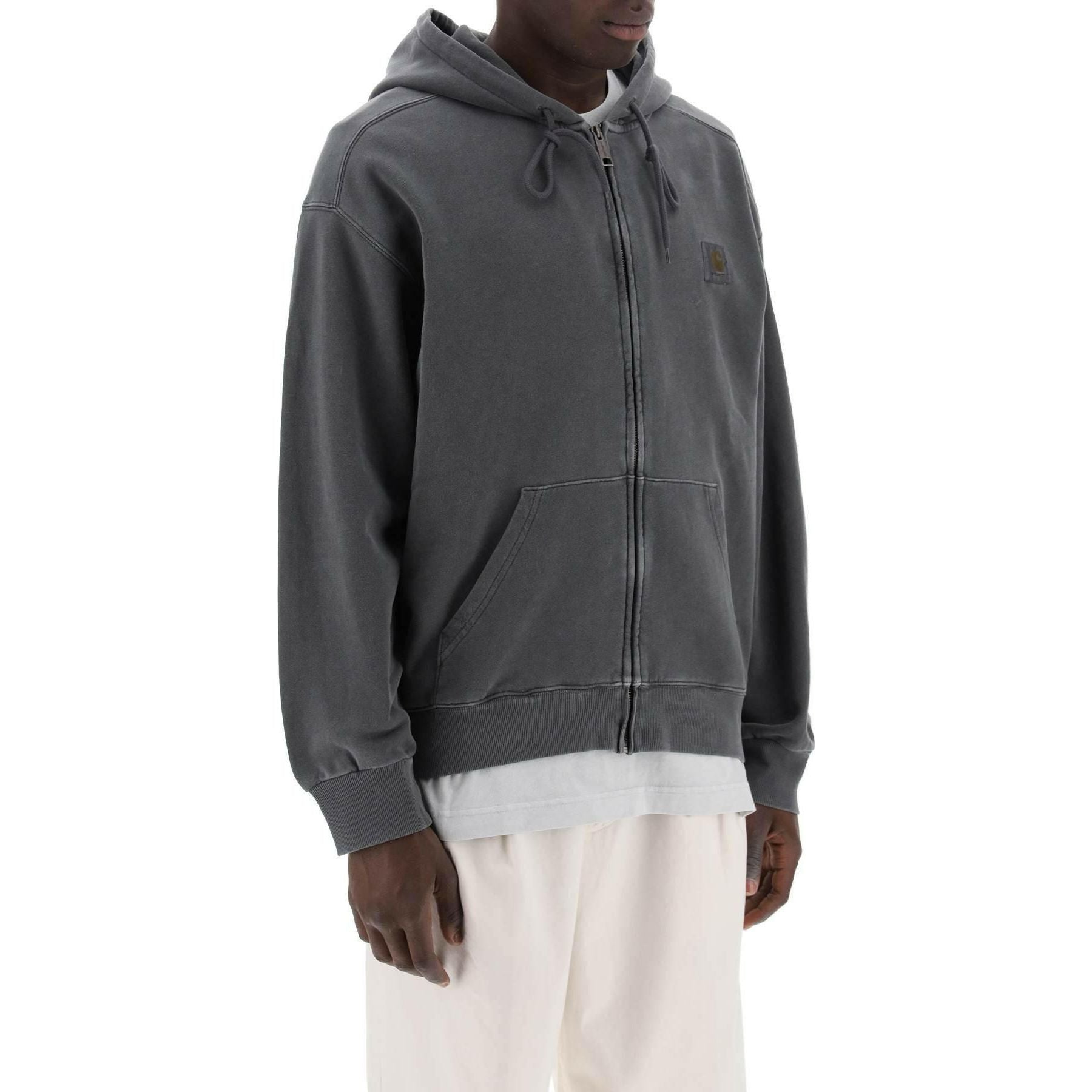 Charcoal Grey Pure Cotton Jersey Hooded Sweatshirt With Zip Pocket CARHARTT WIP JOHN JULIA.