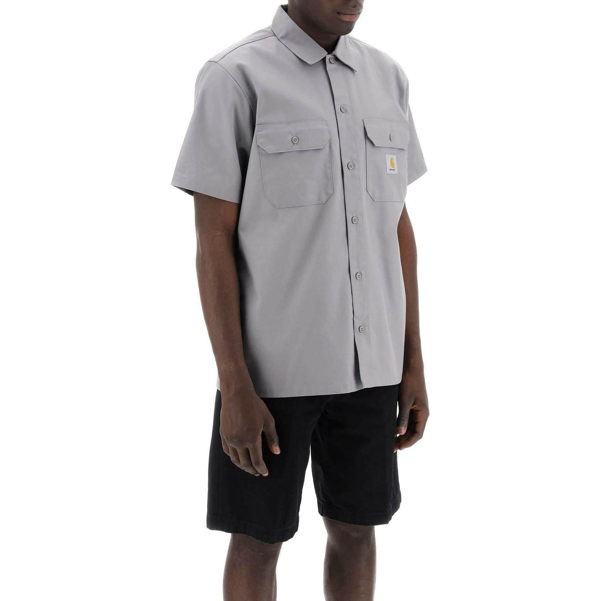 CARHARTT WIP - Grey Marengo Compact Cotton Twill Short Sleeved Shirt - JOHN JULIA