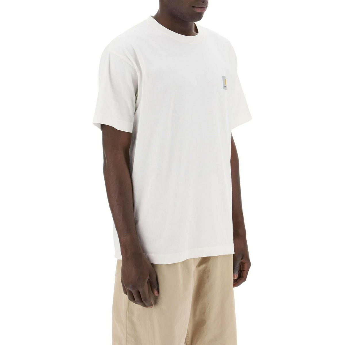 CARHARTT WIP - Wax White Cotton Jersey T-Shirt With Lived-In Look - JOHN JULIA