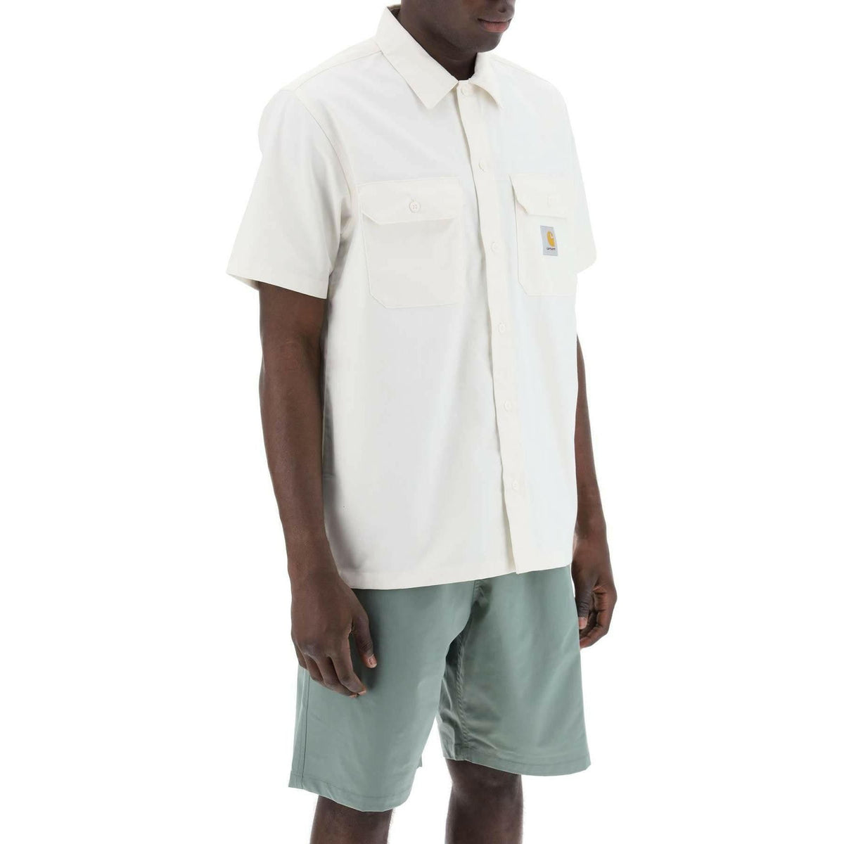 CARHARTT WIP - White Wax Compact Cotton Twill Short Sleeved Shirt - JOHN JULIA