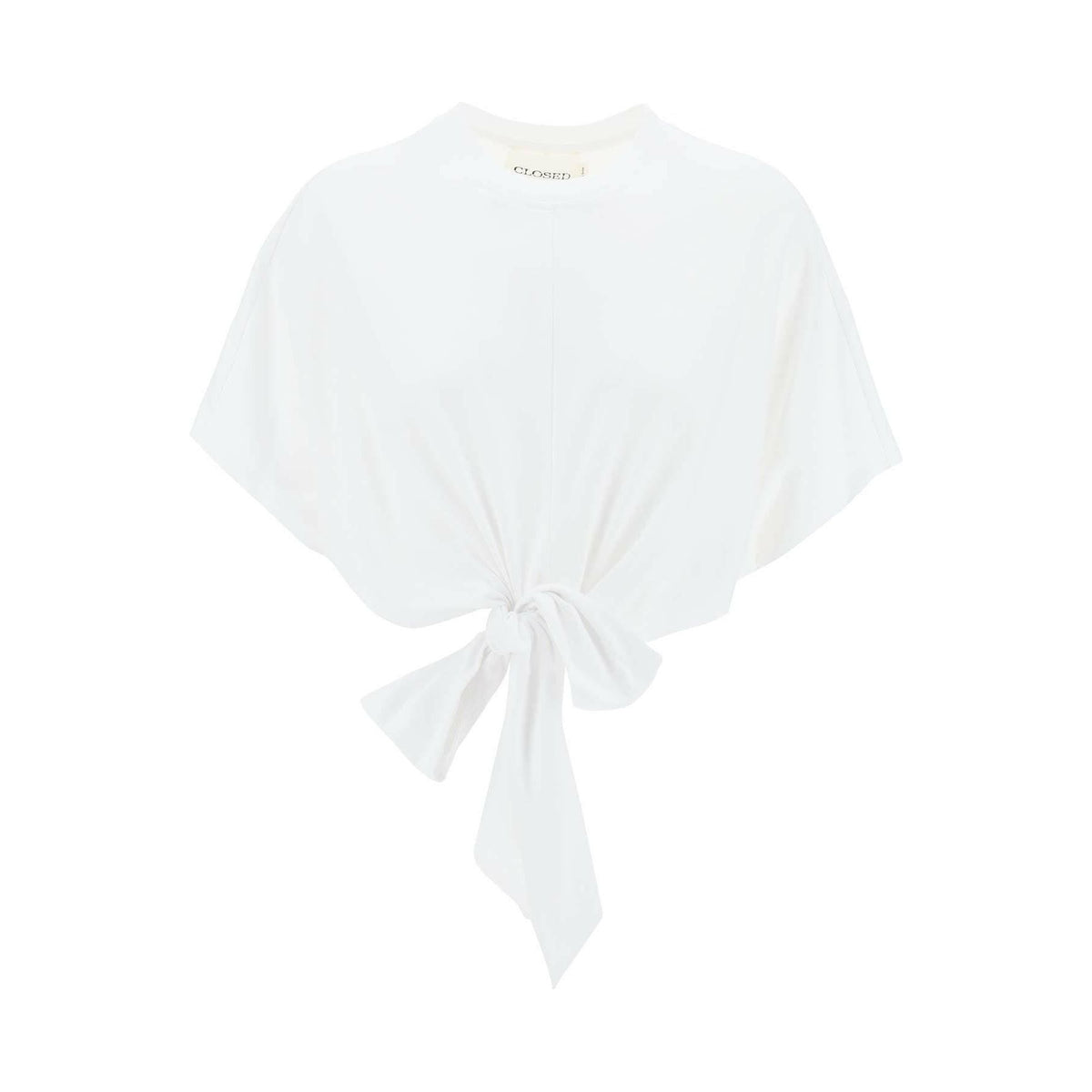 CLOSED - White Organic Cotton Wrap T-shirt - JOHN JULIA