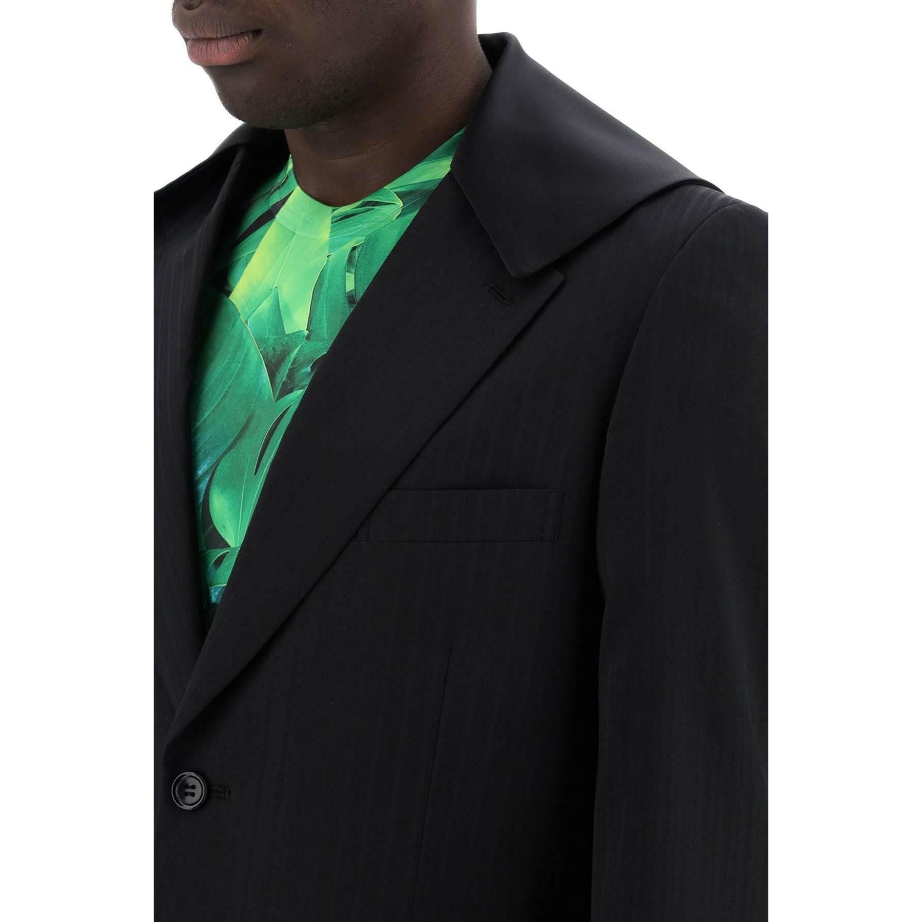 Black Satin Collar Wool Blazer COMME DES GARCONS HOMME PLUS JOHN JULIA.