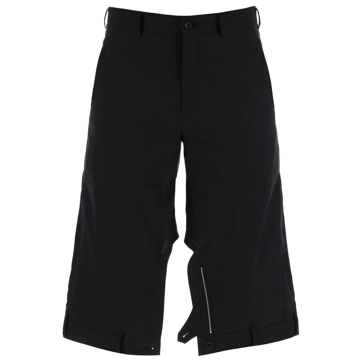 COMME DES GARCONS HOMME PLUS - Black Upside Down Tailored Wool-Blend Shorts - JOHN JULIA