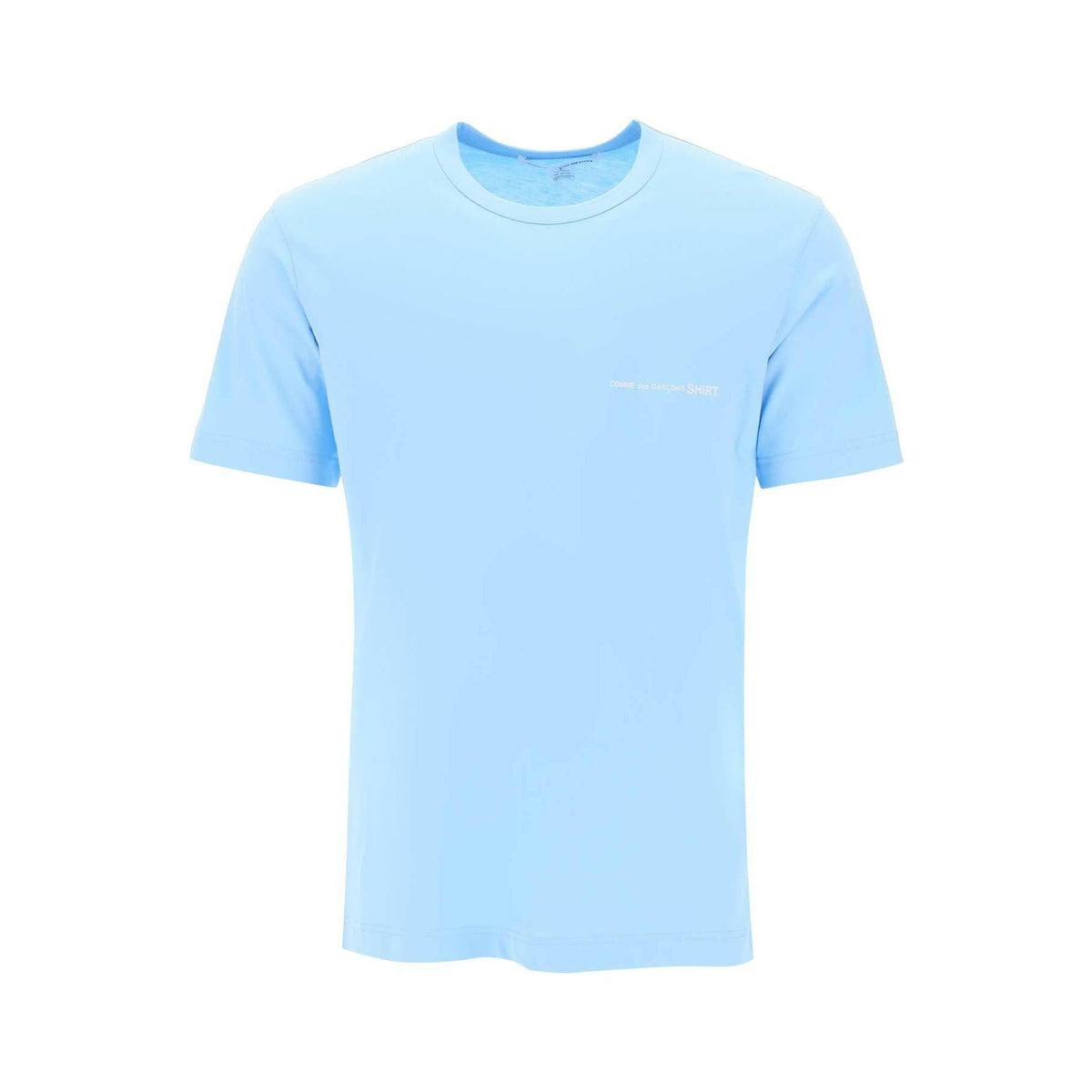 COMME DES GARCONS SHIRT - Blue Logo Print Cotton T-Shirt - JOHN JULIA
